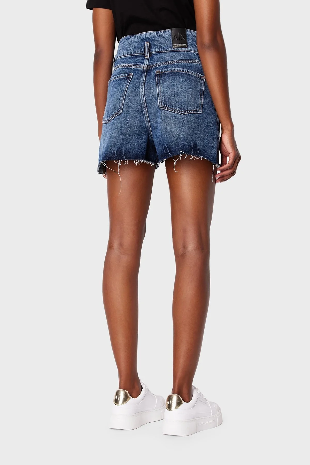 Armani Exchange J71 Yırtık Detaylı Yüksek Bel Kot Bayan Short 3DYJ71 Y16EZ 1500 MAVİ - 2