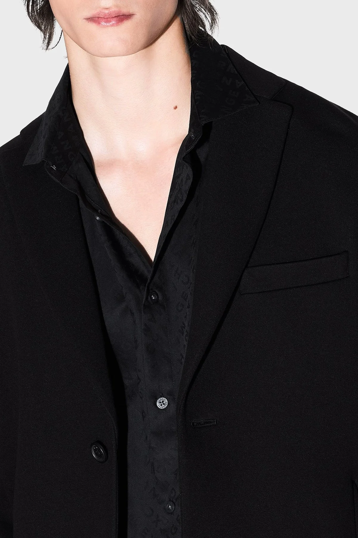 Armani Exchange Jakarlı % 100 Pamuk Regular Fit Klasik Yaka Erkek Gömlek XM001142 AF13131 FC022 SİYAH - 4