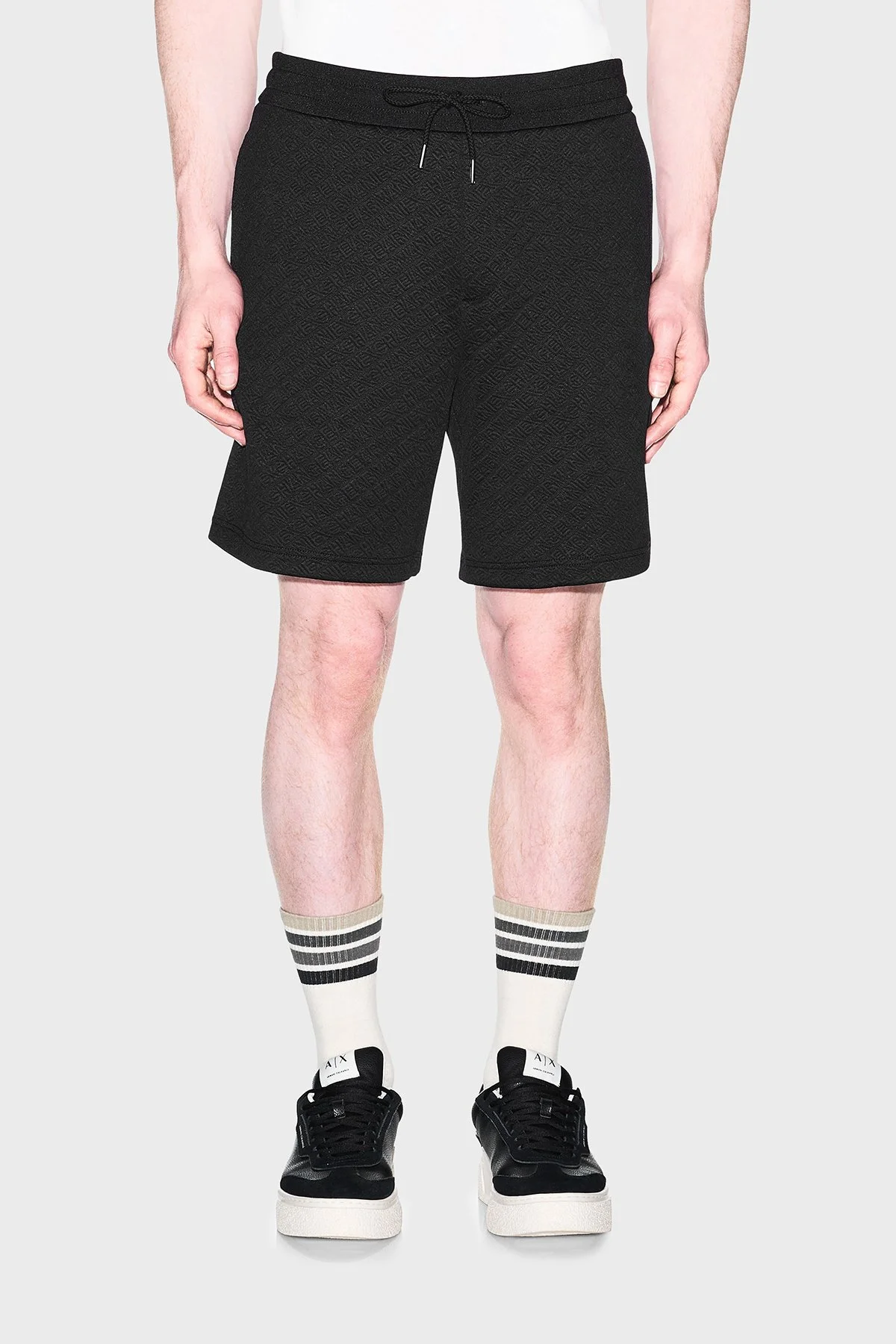 Armani Exchange Jakarlı Belden Bağlamalı Bermuda Short Erkek Pantolon XM002345 AF21862 UC001 Siyah - 1