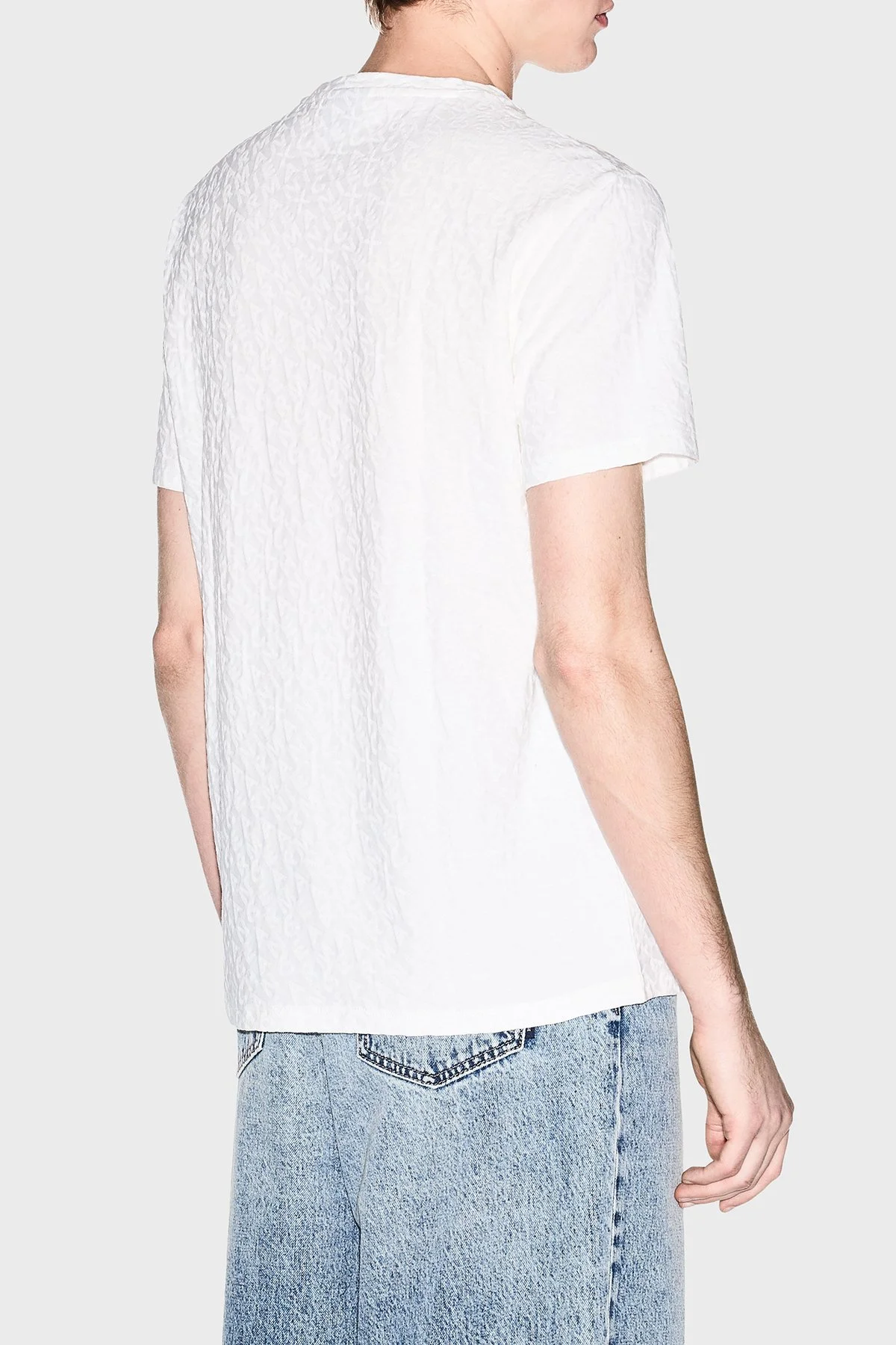 Armani Exchange Jakarlı Dar Kesim Bisiklet Yaka Erkek T Shirt XM002821 AF10337 U0009 Beyaz - 3