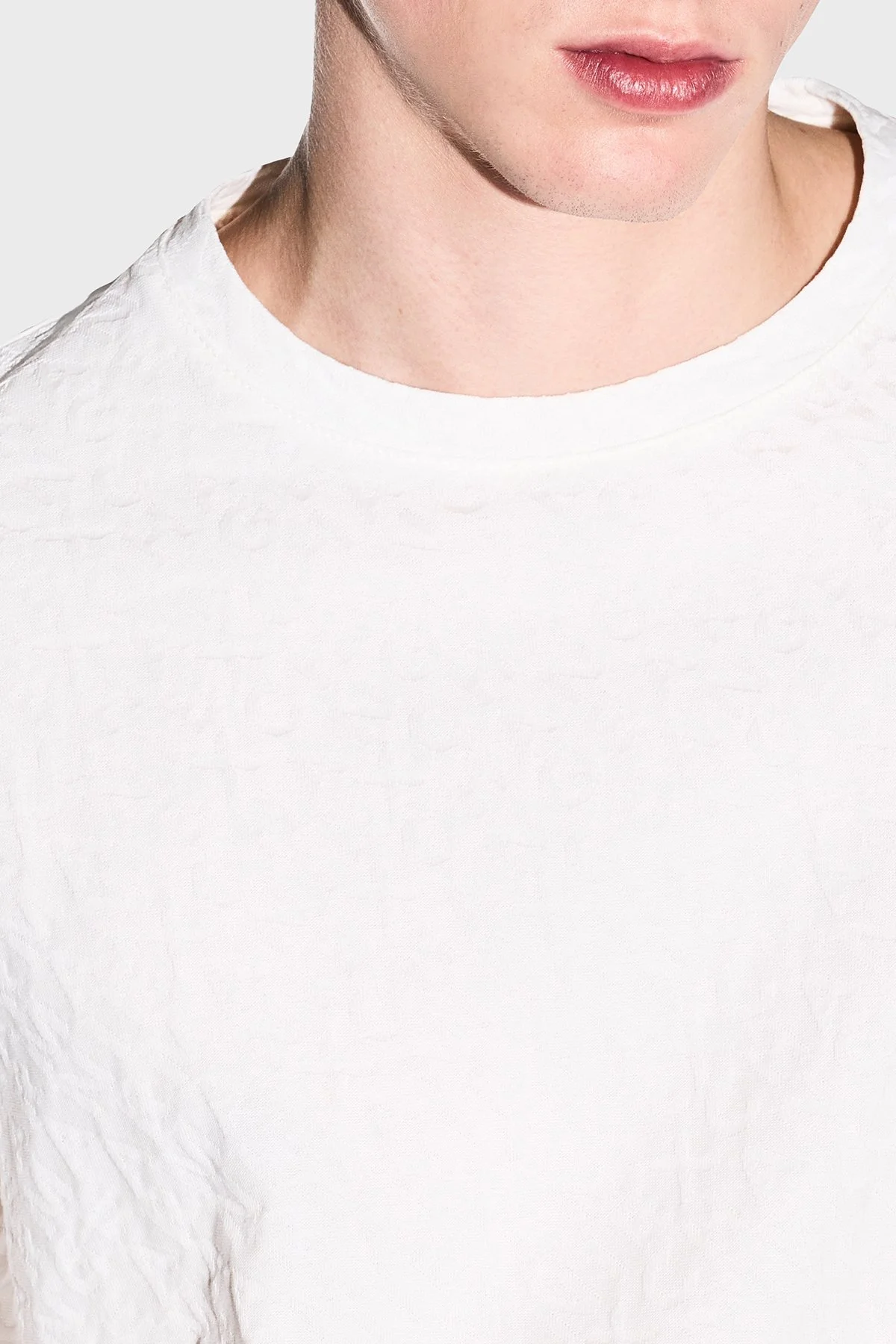 Armani Exchange Jakarlı Dar Kesim Bisiklet Yaka Erkek T Shirt XM002821 AF10337 U0009 Beyaz - 4