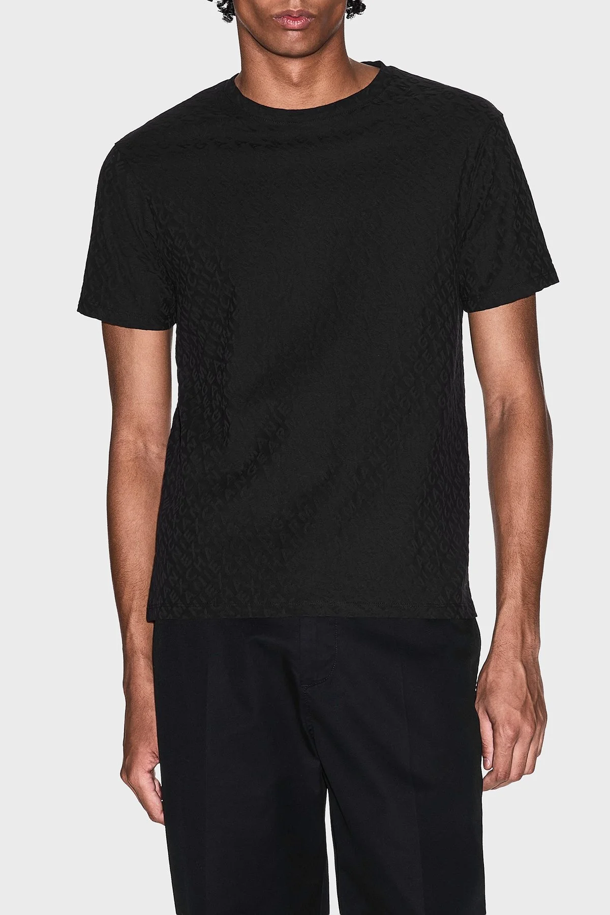 Armani Exchange Jakarlı Dar Kesim Bisiklet Yaka Erkek T Shirt XM002821 AF10337 UC001 SİYAH - 1