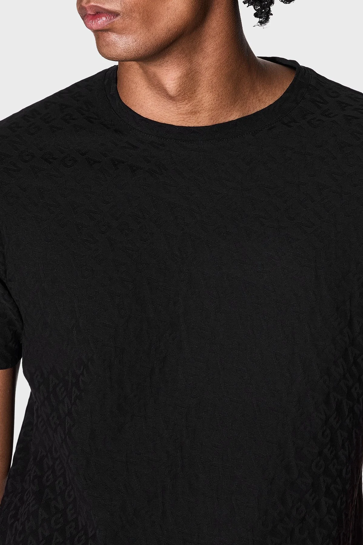 Armani Exchange Jakarlı Dar Kesim Bisiklet Yaka Erkek T Shirt XM002821 AF10337 UC001 SİYAH - 4