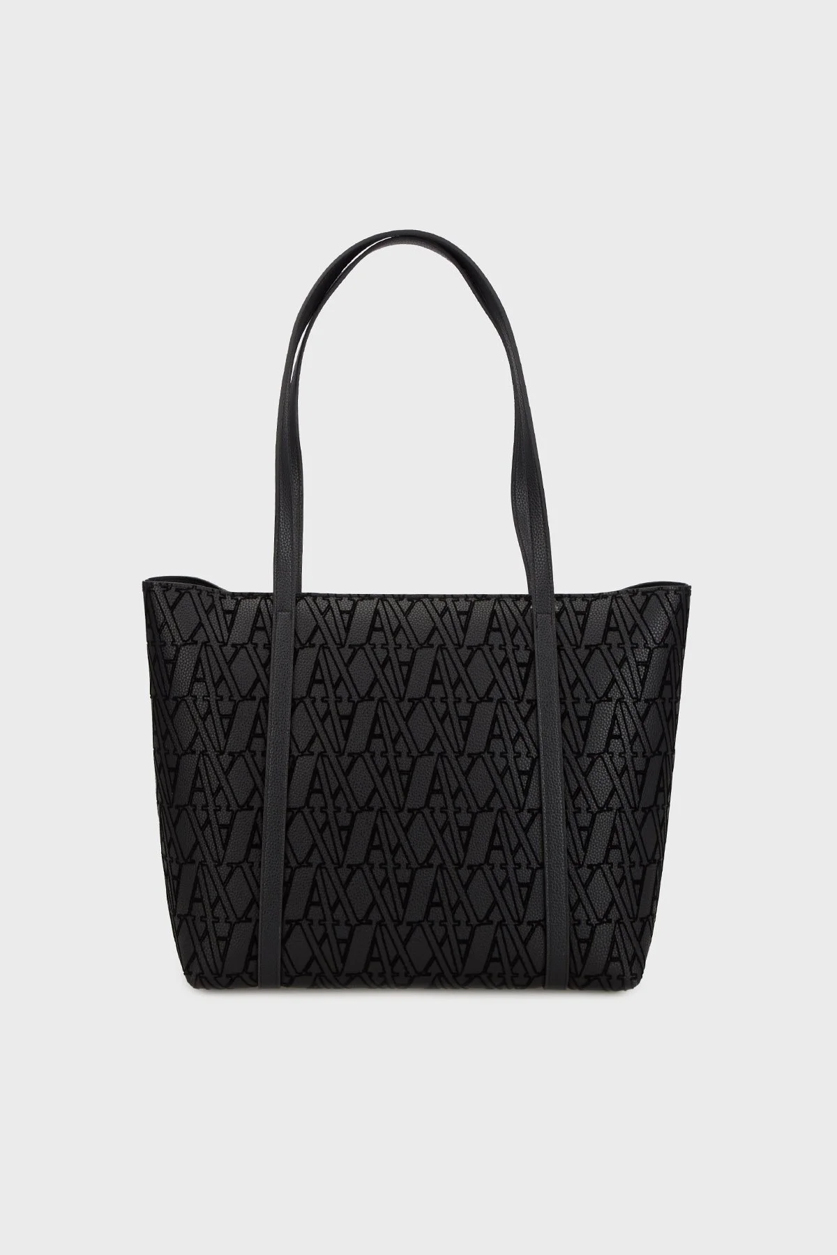 Armani Exchange Jakarlı Logo Baskılı Çift Tutma Saplı Büyük Bayan Çanta XW002121 AF19298 UC001 SİYAH - 2