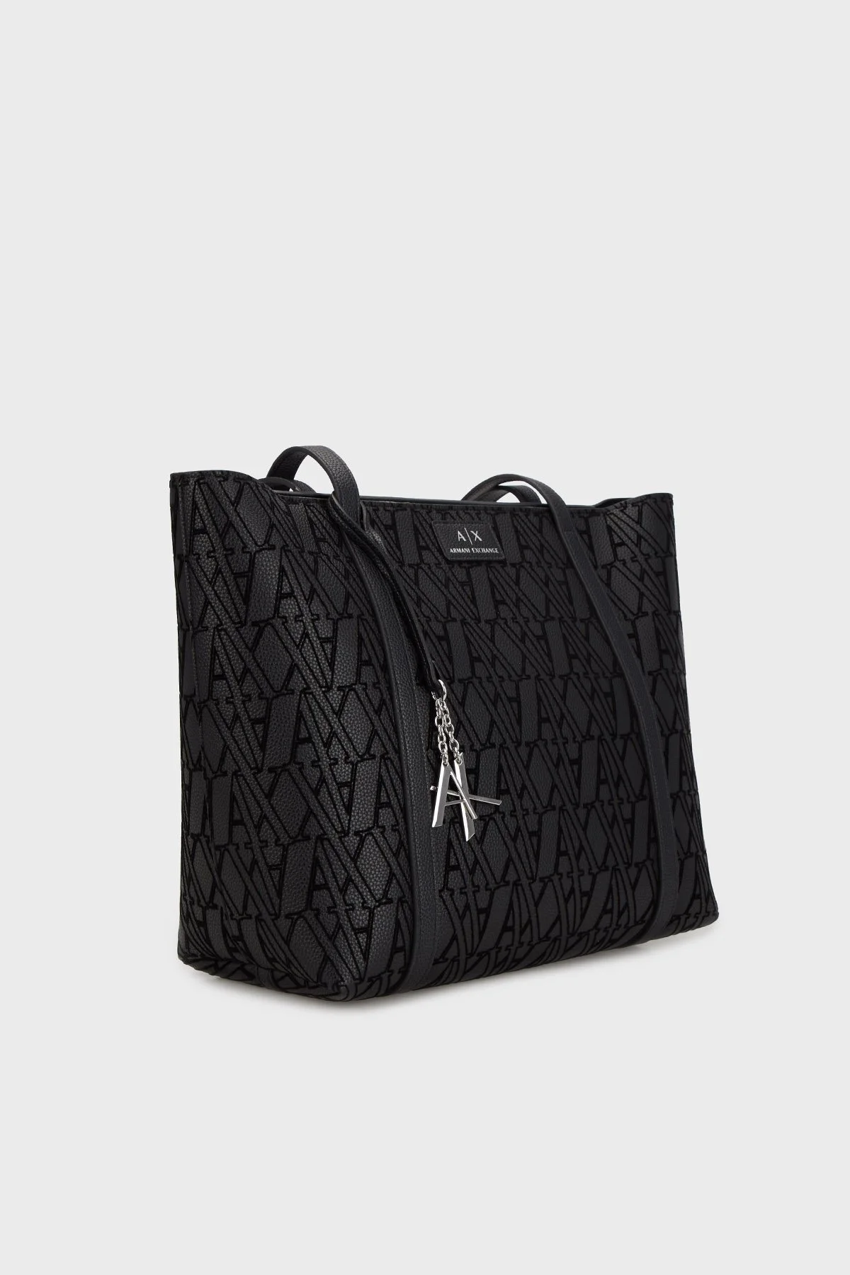 Armani Exchange Jakarlı Logo Baskılı Çift Tutma Saplı Büyük Bayan Çanta XW002121 AF19298 UC001 SİYAH - 3