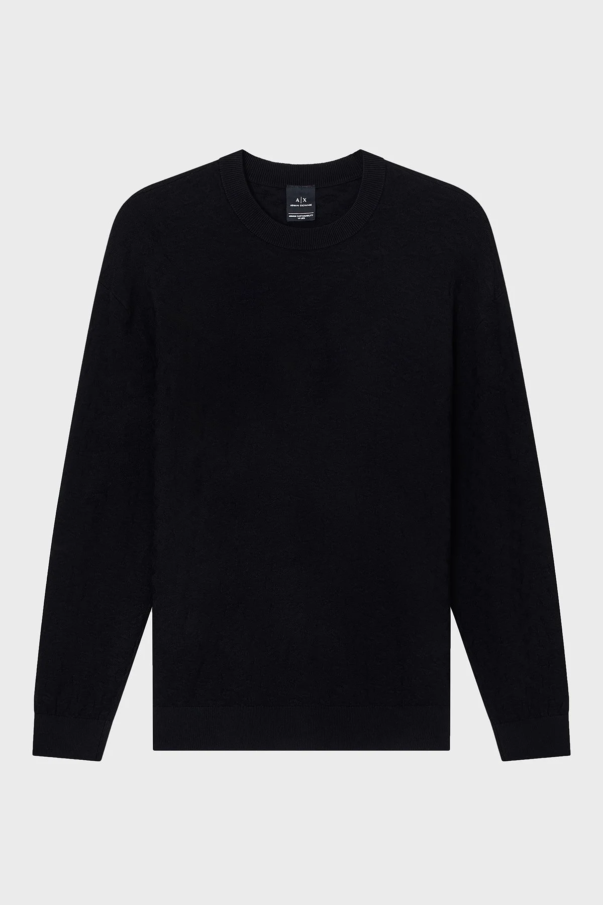 Armani Exchange Jakarlı Logo Baskılı Regular Fit Bisiklet Yaka Erkek Kazak XM001316 AF10454 UC001 SİYAH - 5