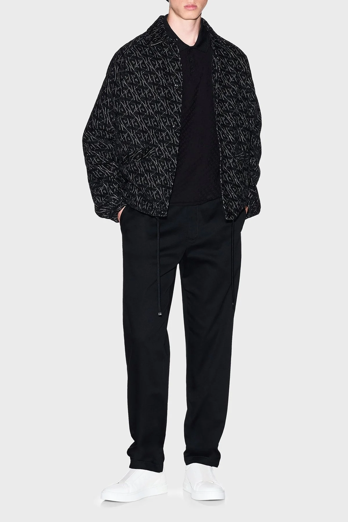 Armani Exchange Jakarlı Pamuklu Regular Fit Düğmeli Erkek Polo Yaka T Shirt XM001882 AF10337 FC022 SİYAH - 2