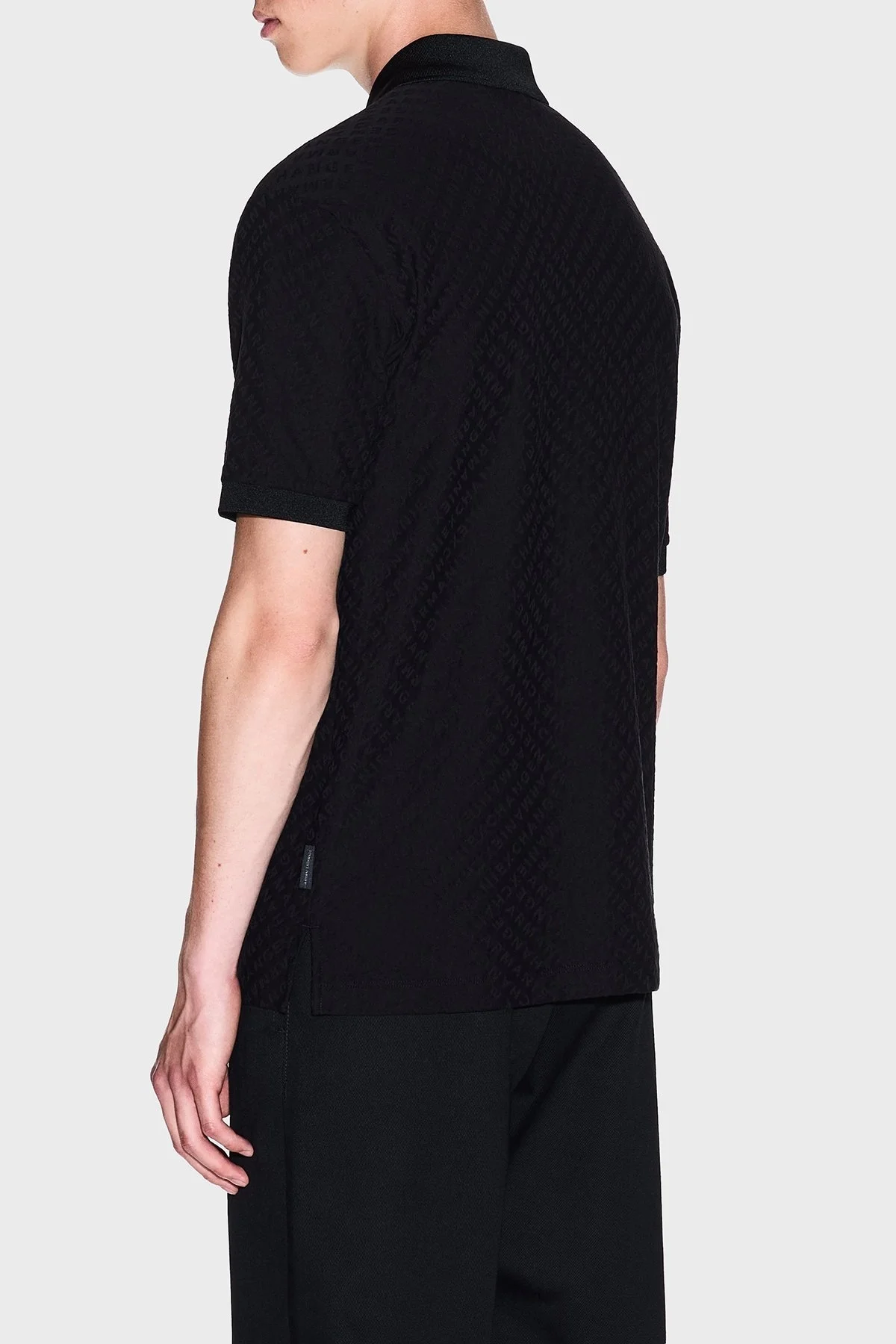 Armani Exchange Jakarlı Pamuklu Regular Fit Düğmeli Erkek Polo Yaka T Shirt XM001882 AF10337 FC022 SİYAH - 3