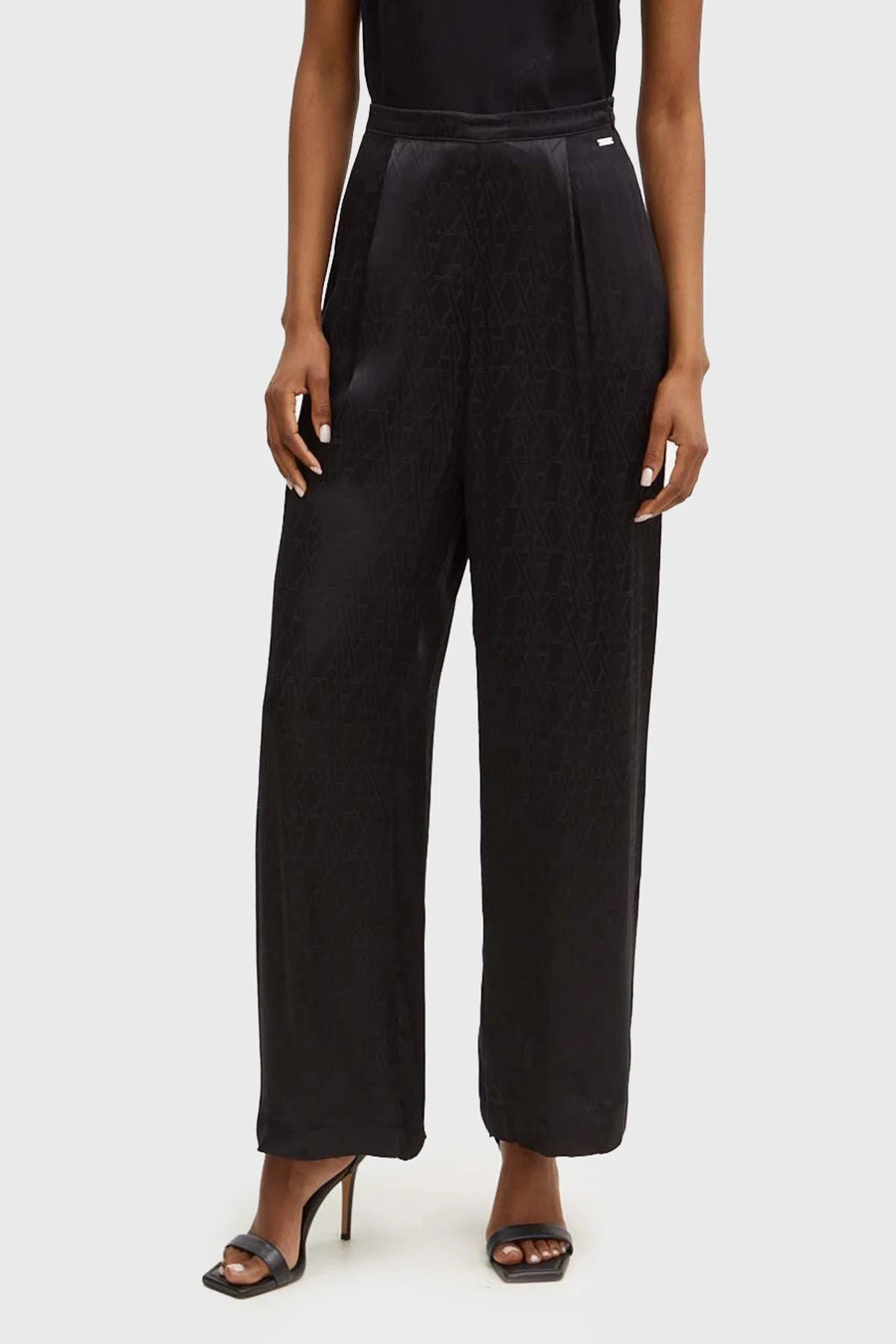 Armani Exchange Jakarlı Yüksek Bel Bol Paça Bayan Pantolon 6DYP19 YN3VZ 1200 SİYAH - 1