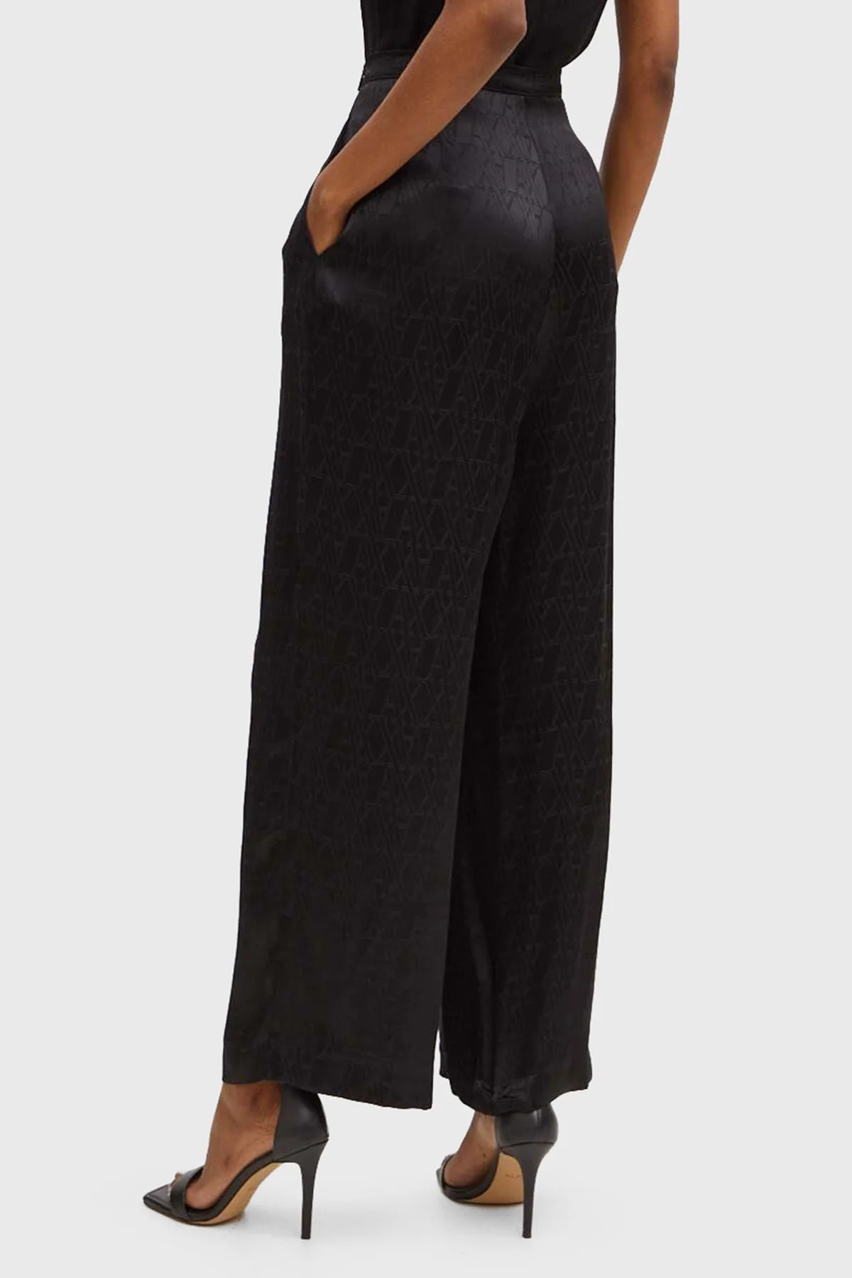 Armani Exchange Jakarlı Yüksek Bel Bol Paça Bayan Pantolon 6DYP19 YN3VZ 1200 SİYAH - 2