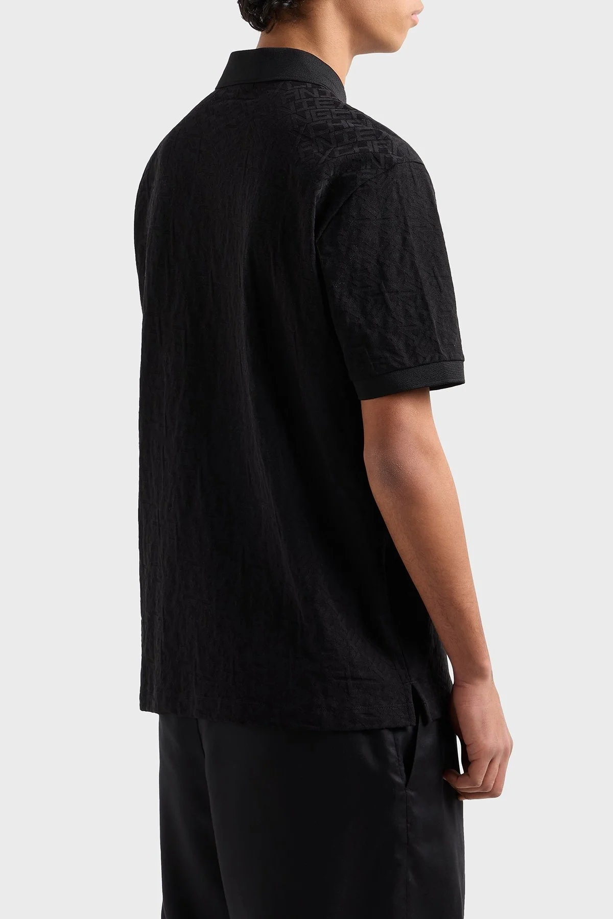 Armani Exchange Kabartmalı Logo Baskılı % 100 Pamuk Regular Fit Düğmeli Erkek Polo Yaka T Shirt XM000477 AF10337 FC013 SİYAH - 8