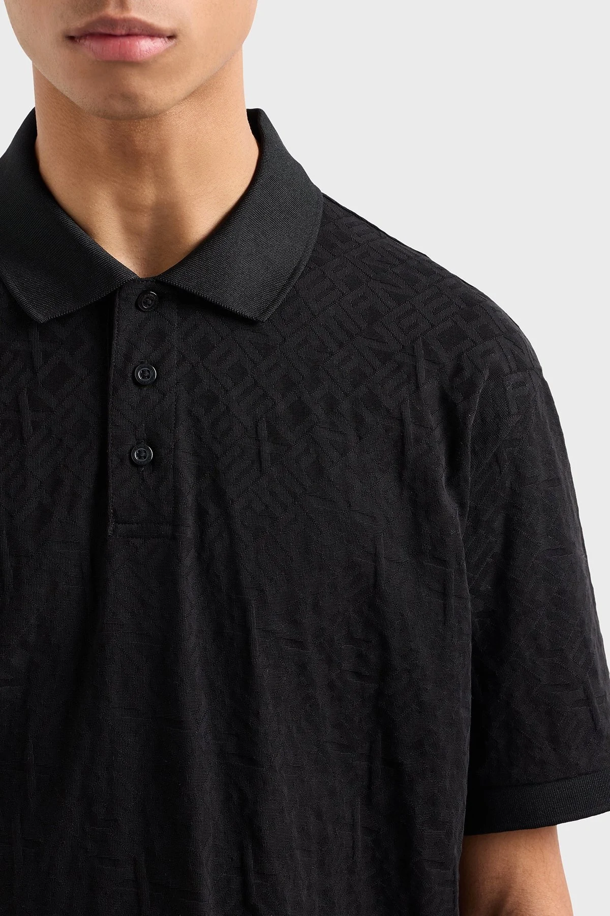 Armani Exchange Kabartmalı Logo Baskılı % 100 Pamuk Regular Fit Düğmeli Erkek Polo Yaka T Shirt XM000477 AF10337 FC013 SİYAH - 9