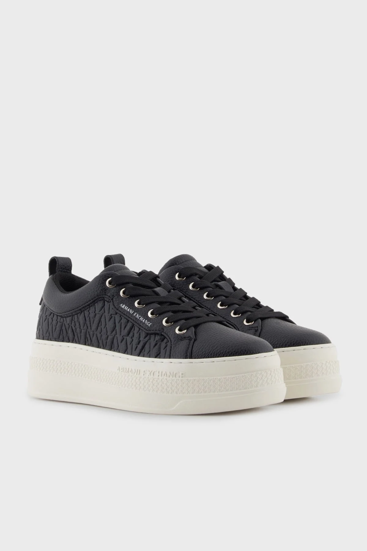 Armani Exchange Kabartmalı Logolu Platform Taban Sneaker Bayan Ayakkabı XW001630 AF17351 UC001 SİYAH - 2