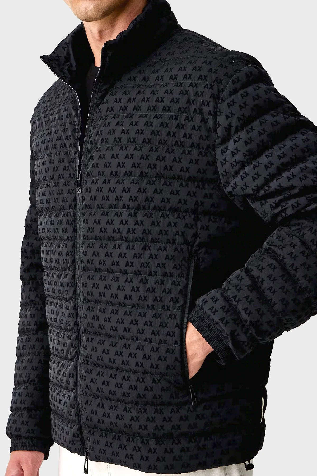 Armani Exchange Kadife Dokulu Kuş Tüyü Dolgulu Şişme Erkek Mont XM003510 AF19870 UB101 Lacivert - 4