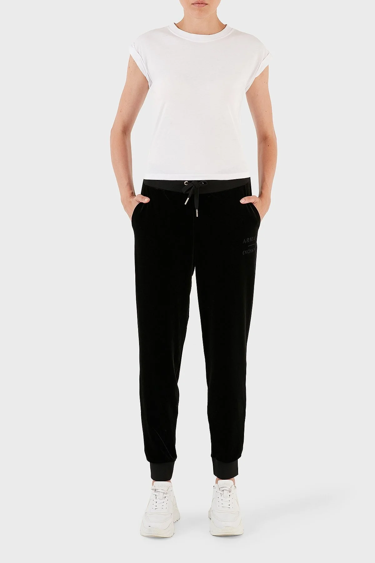 Armani Exchange Kadife Yüksek Bel Regular Fit Jogger Spor Bayan Pantolon 6RYP85 YJ9WZ 1200 SİYAH - 1