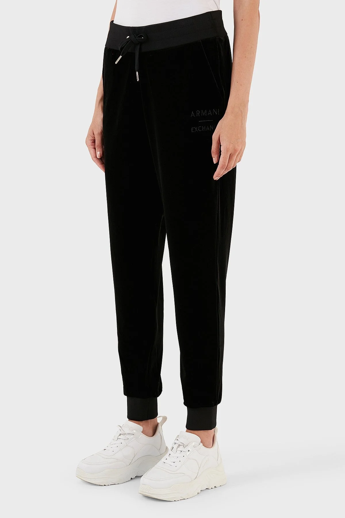 Armani Exchange Kadife Yüksek Bel Regular Fit Jogger Spor Bayan Pantolon 6RYP85 YJ9WZ 1200 SİYAH - 4