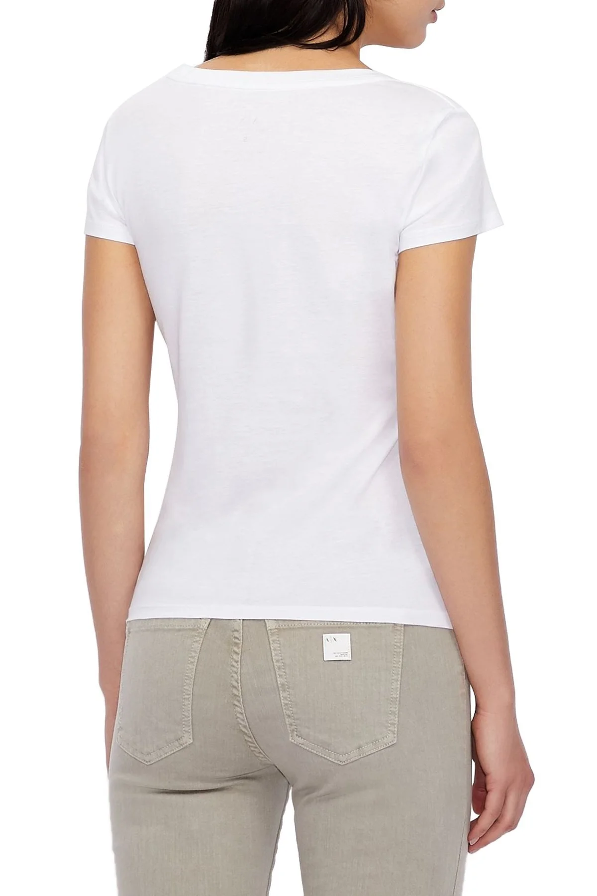 Armani Exchange % 100 Pamuklu Bayan T Shirt 8NYT83 YJ16Z 1000 BEYAZ - 2