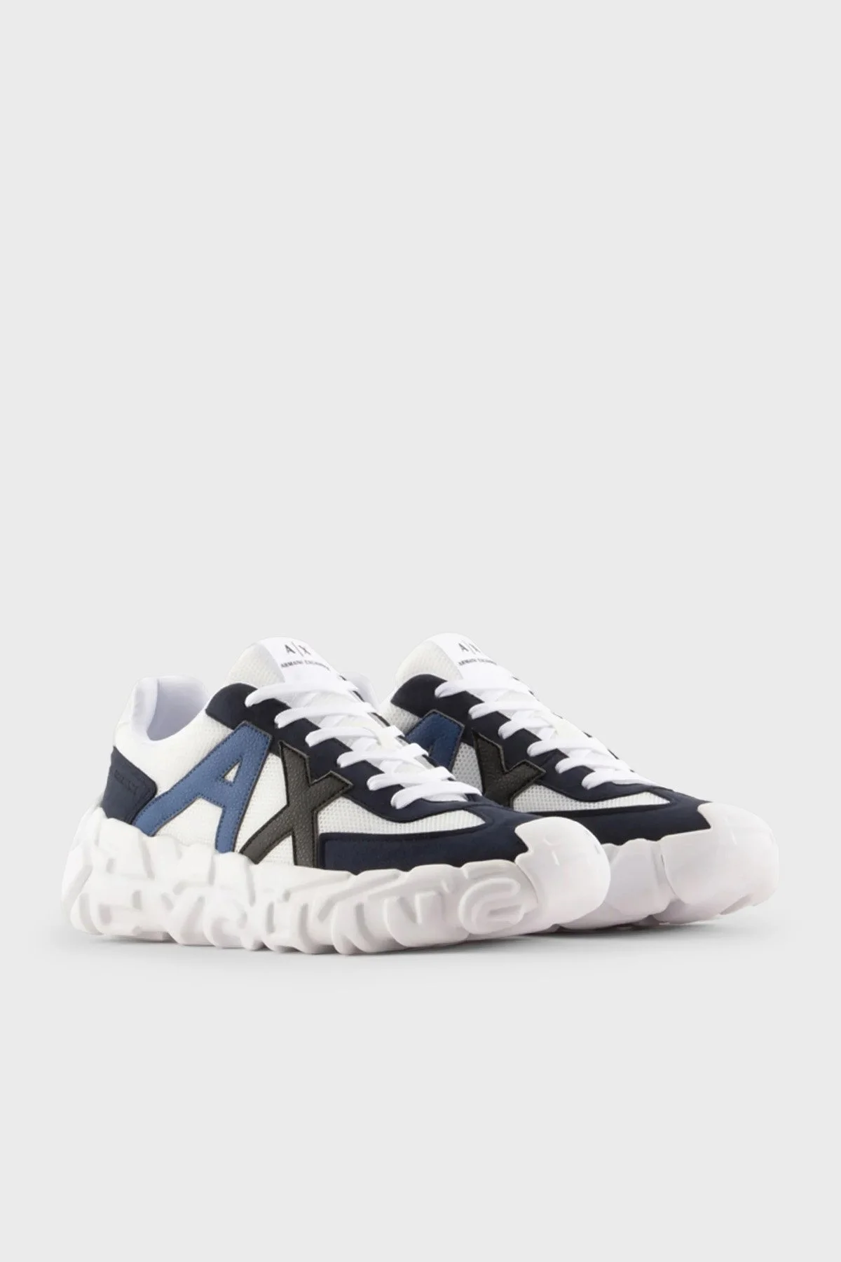 Armani Exchange Kalın Kabartmalı Logolu Spor Erkek Ayakkabı XUX153 XV611 S522 BEYAZ-LACİVERT - 2