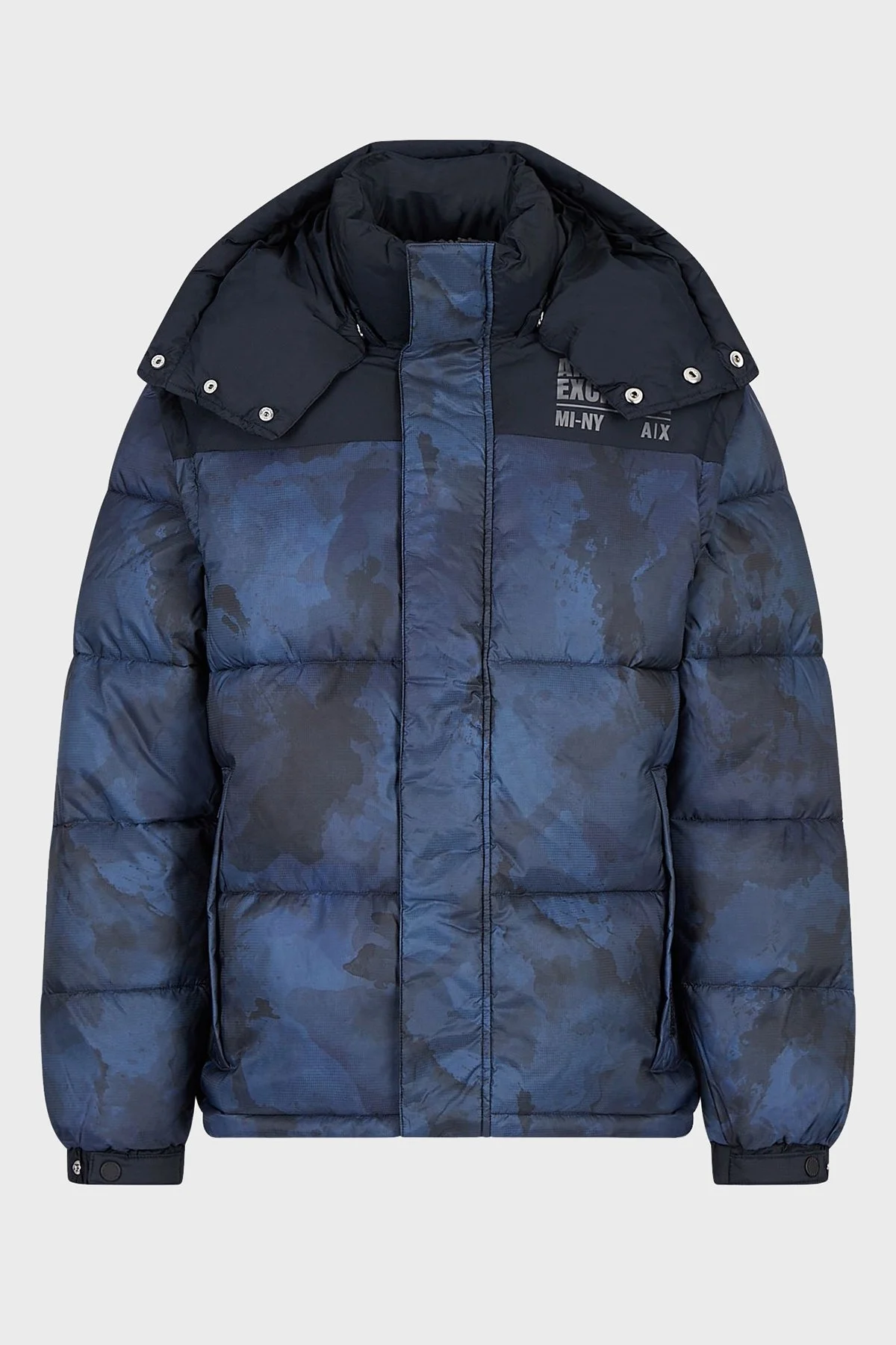 Armani Exchange Kamuflaj Desenli Çıkarılabilir Kapüşonlu ve Kollu Kapitone Erkek Mont 6LZB22 ZNUQZ 55HV LACİVERT-KAMUFLAJ - 6