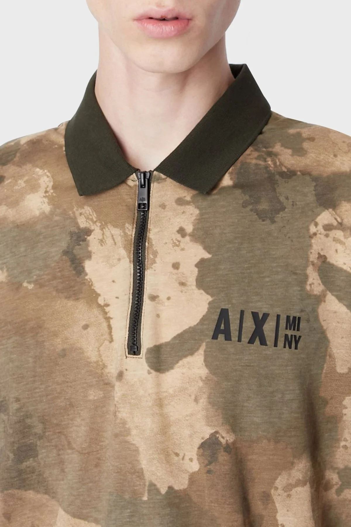 Armani Exchange Kamuflaj Desenli Regular Fit % 100 Pamuk Erkek Polo T Shirt 6LZFFA ZJ8EZ 4876 HAKİ-KAMUFLAJ - 2