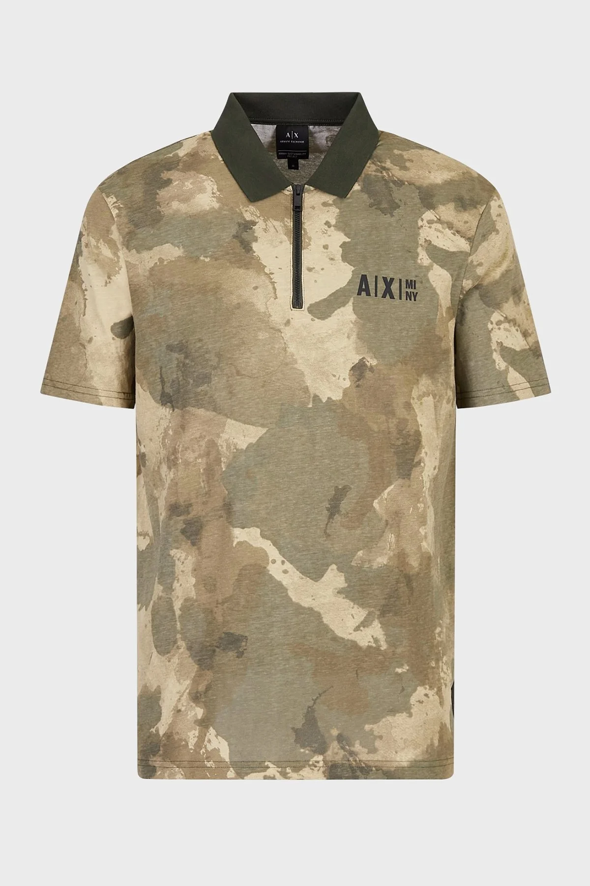Armani Exchange Kamuflaj Desenli Regular Fit % 100 Pamuk Erkek Polo T Shirt 6LZFFA ZJ8EZ 4876 HAKİ-KAMUFLAJ - 4