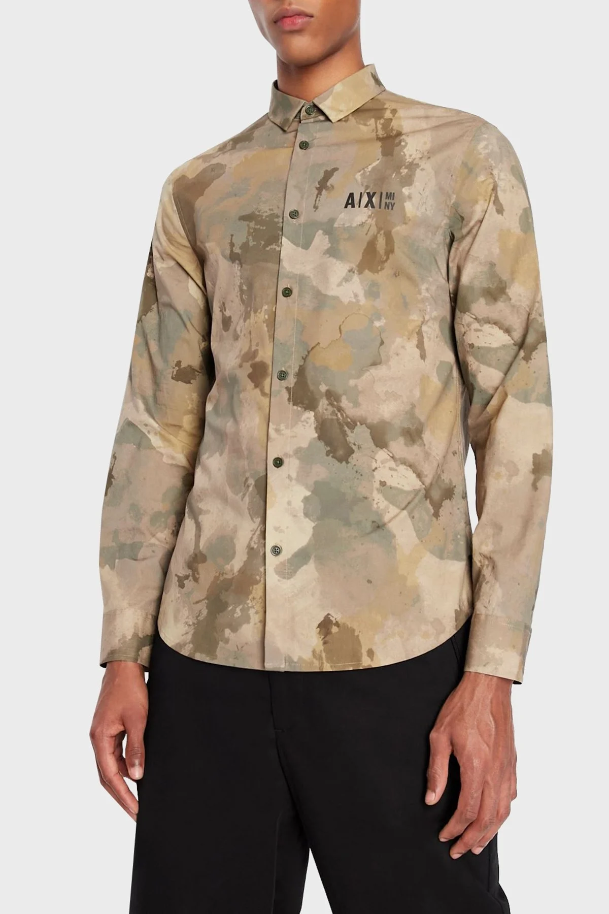 Armani Exchange Kamuflaj Desenli Regular Fit Pamuklu Erkek Gömlek 6LZC68 ZNRYZ 2812 HAKİ-KAMUFLAJ - 1