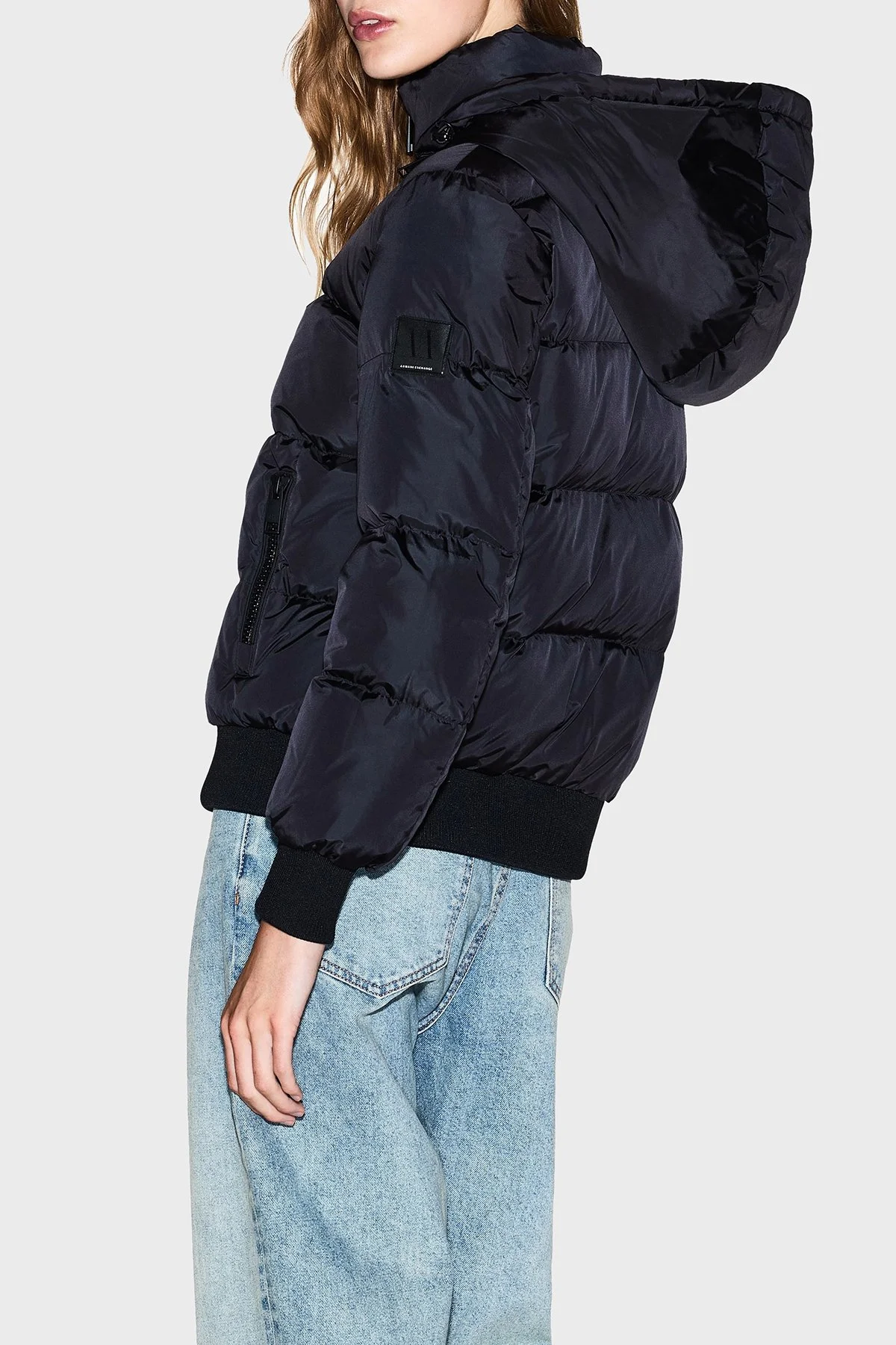 Armani Exchange Kapitoneli Regular Fit Çıkarılabilir Kapüşonlu Şişme Kadın Mont XW000228 AF12286 UC001 Siyah - 3