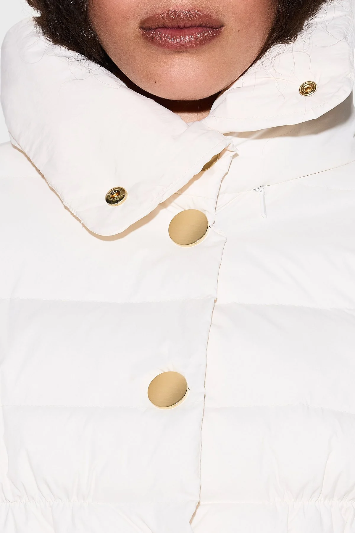 Armani Exchange Kapitoneli Regular Fit Dik Yaka Düğmeli Bayan Mont XW000653 AF15984 U1003 EKRU - 4