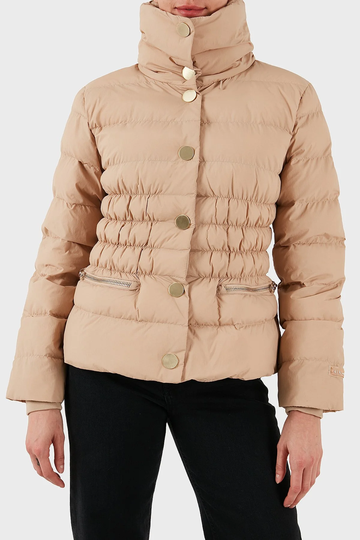 Armani Exchange Kapitoneli Regular Fit Dik Yaka Düğmeli Bayan Mont XW000653 AF15984 U1051 KUM - 1