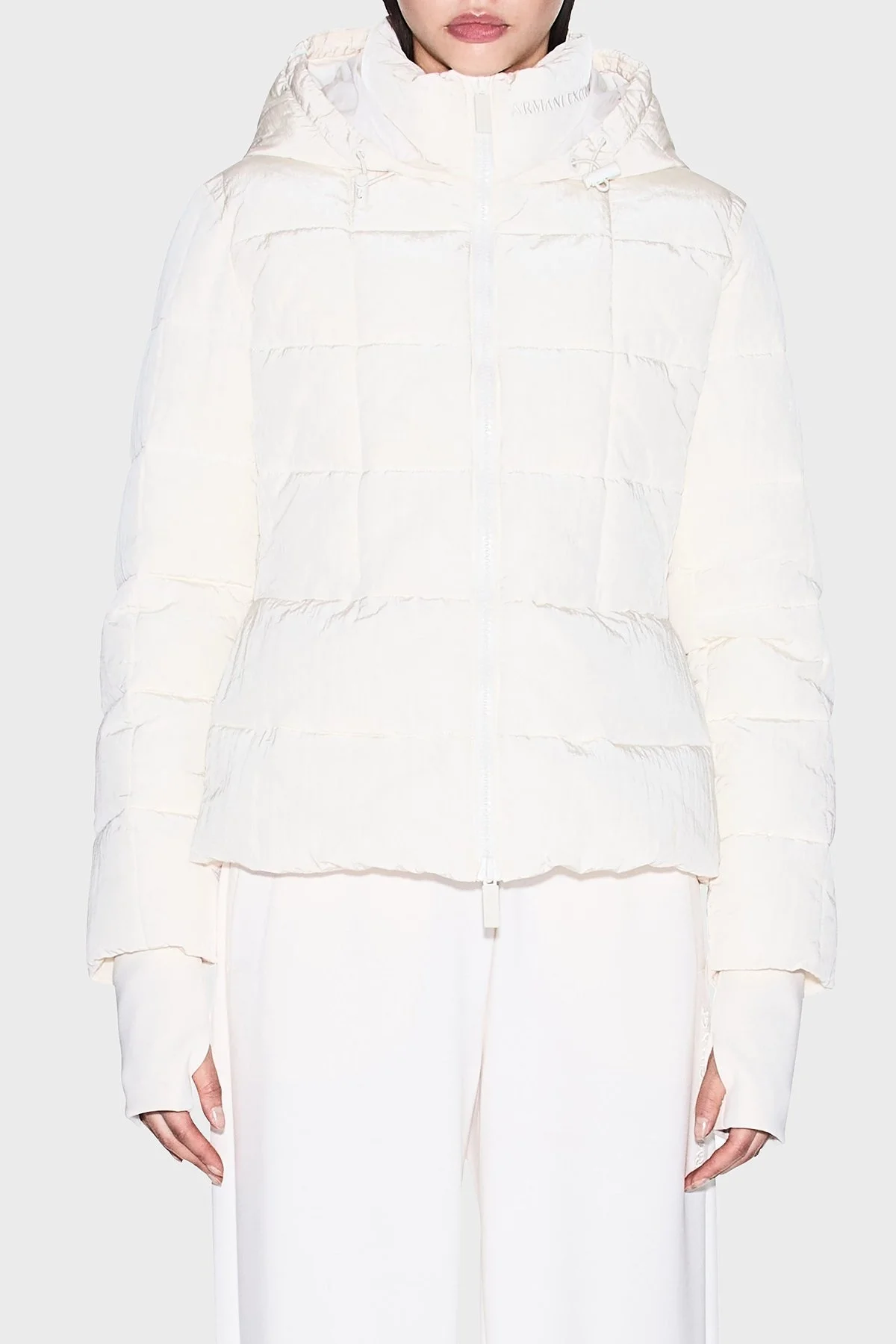 Armani Exchange Kapitoneli Regular Fit Kapüşonlu Bayan Mont XW000650 AF16207 U1003 EKRU - 1