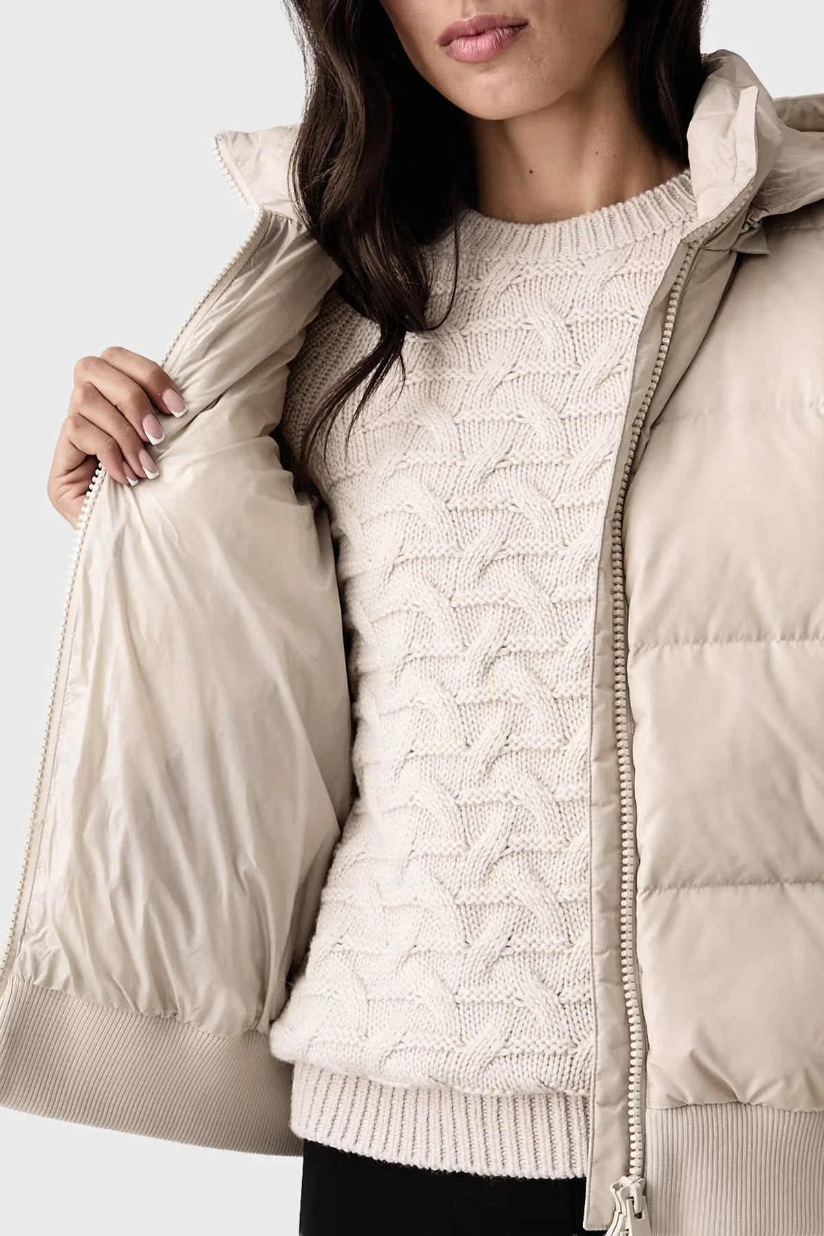 Armani Exchange Kapitoneli Regular Fit Kapüşonlu Yaka Kadın Mont XW000228 AF12286 U1039 Ekru - 6