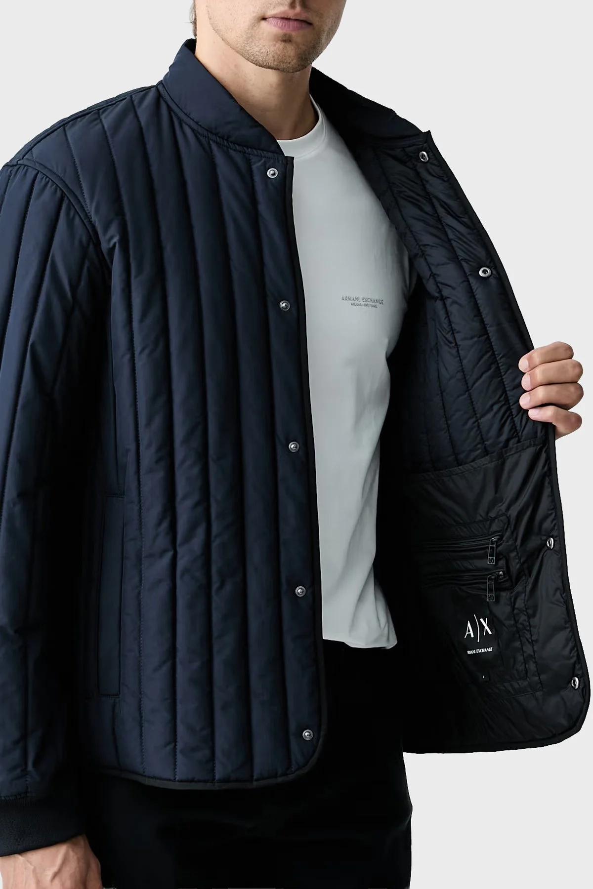 Armani Exchange Kapitoneli Regular Fit Kolej Yaka Erkek Ceket XM003345 AF27309 UB101 Lacivert - 5
