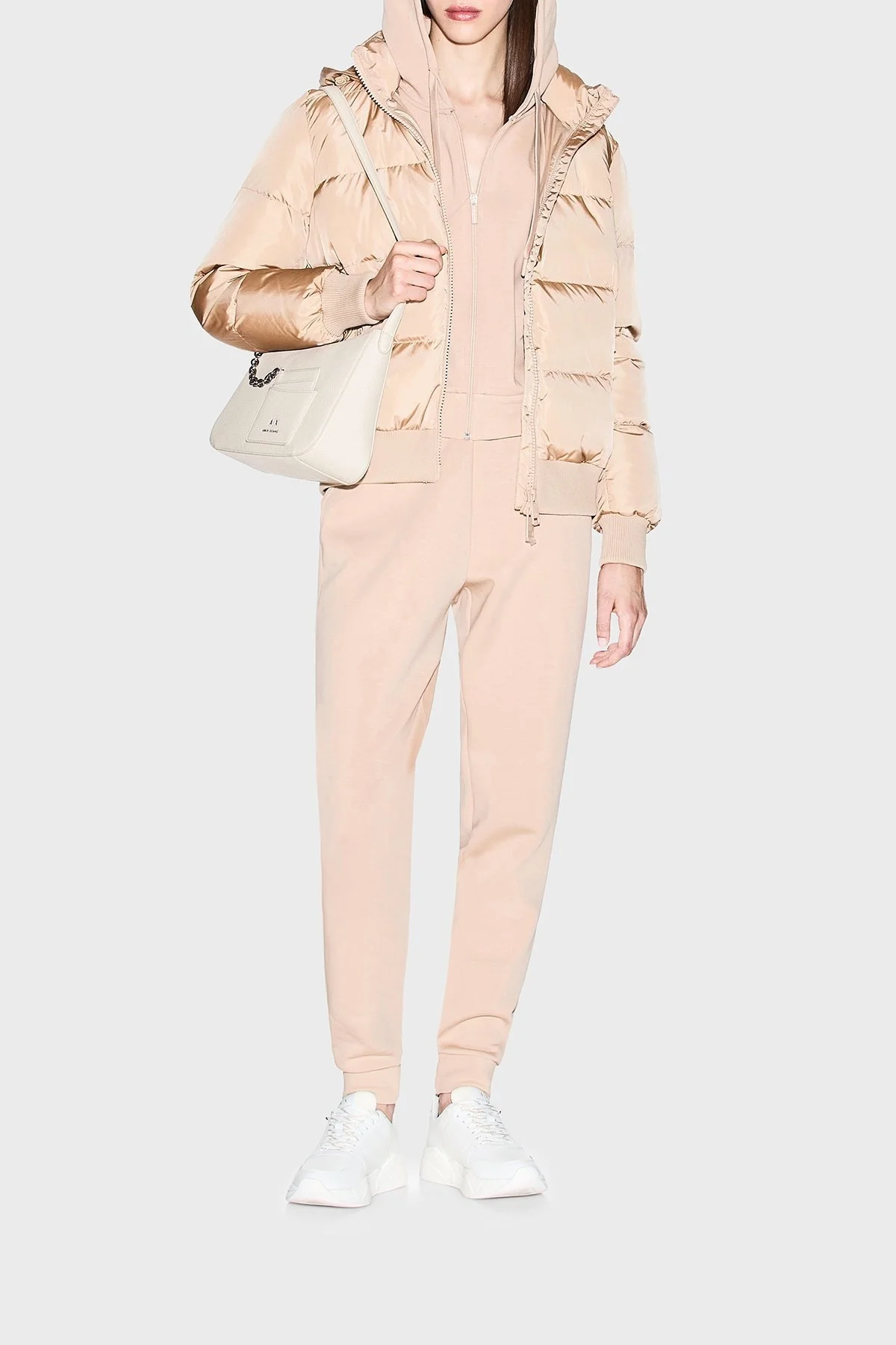 Armani Exchange Kapitoneli Regular Fit Sabit Kapüşonlu Bayan Mont XW000228 AF12286 U1051 KUM - 2