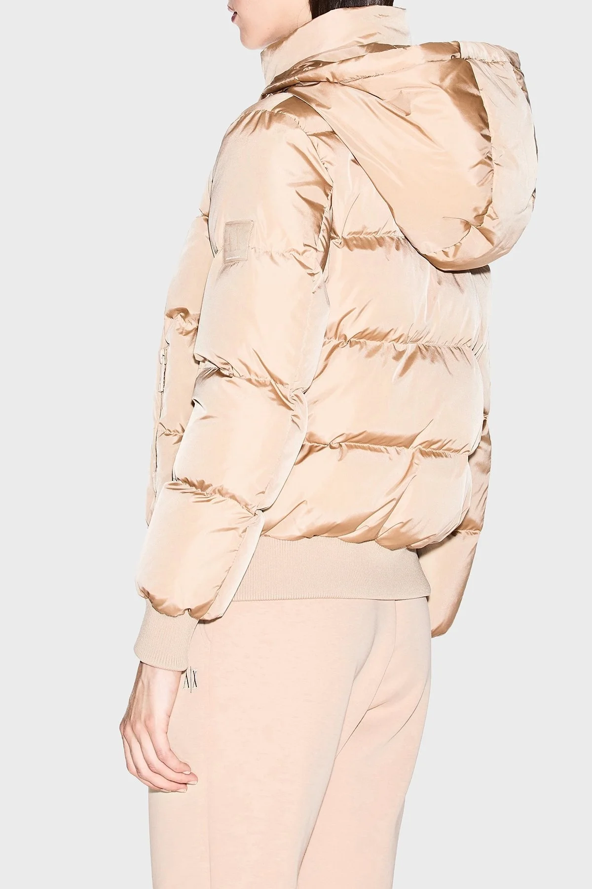 Armani Exchange Kapitoneli Regular Fit Sabit Kapüşonlu Bayan Mont XW000228 AF12286 U1051 KUM - 3