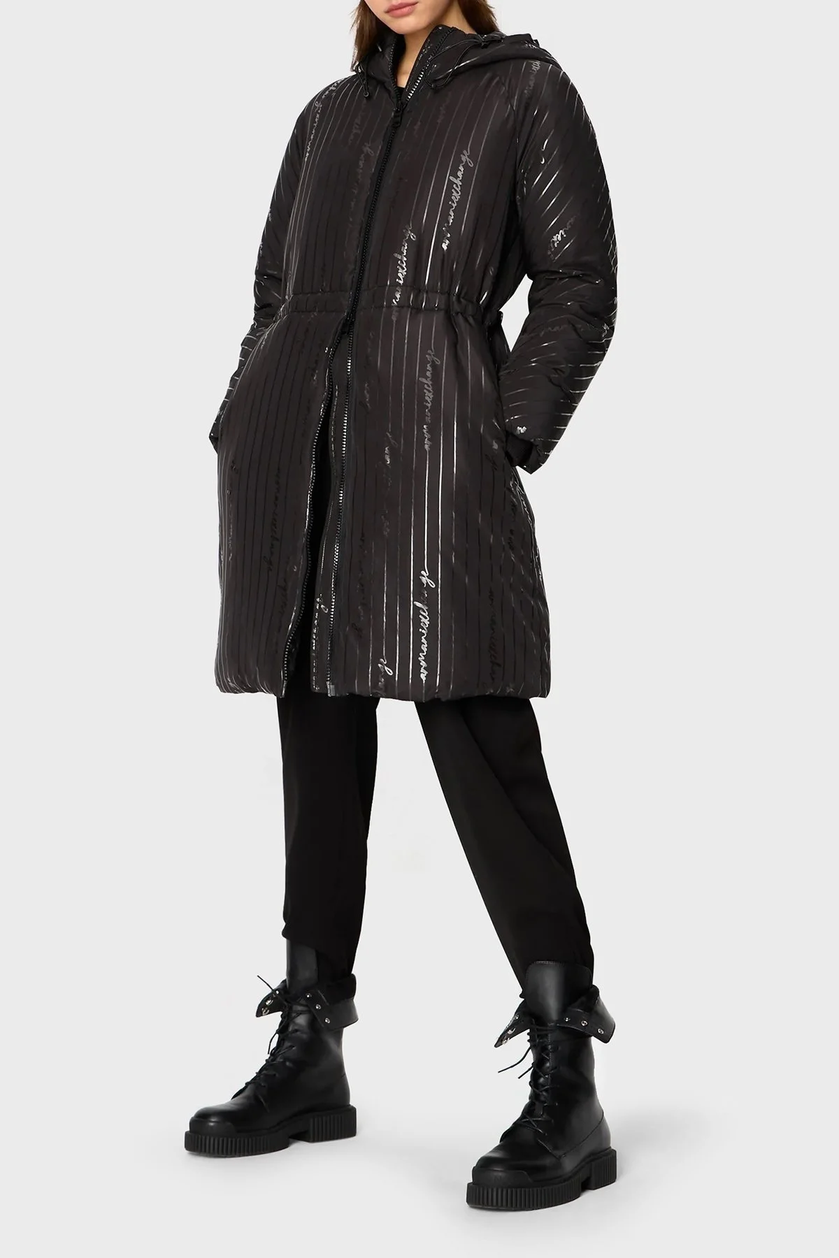 Armani Exchange Kapüşonlu Bel Lastikli Şişme Bayan Kaban 6RYK06 YN1MZ 02EL SİYAH - 1