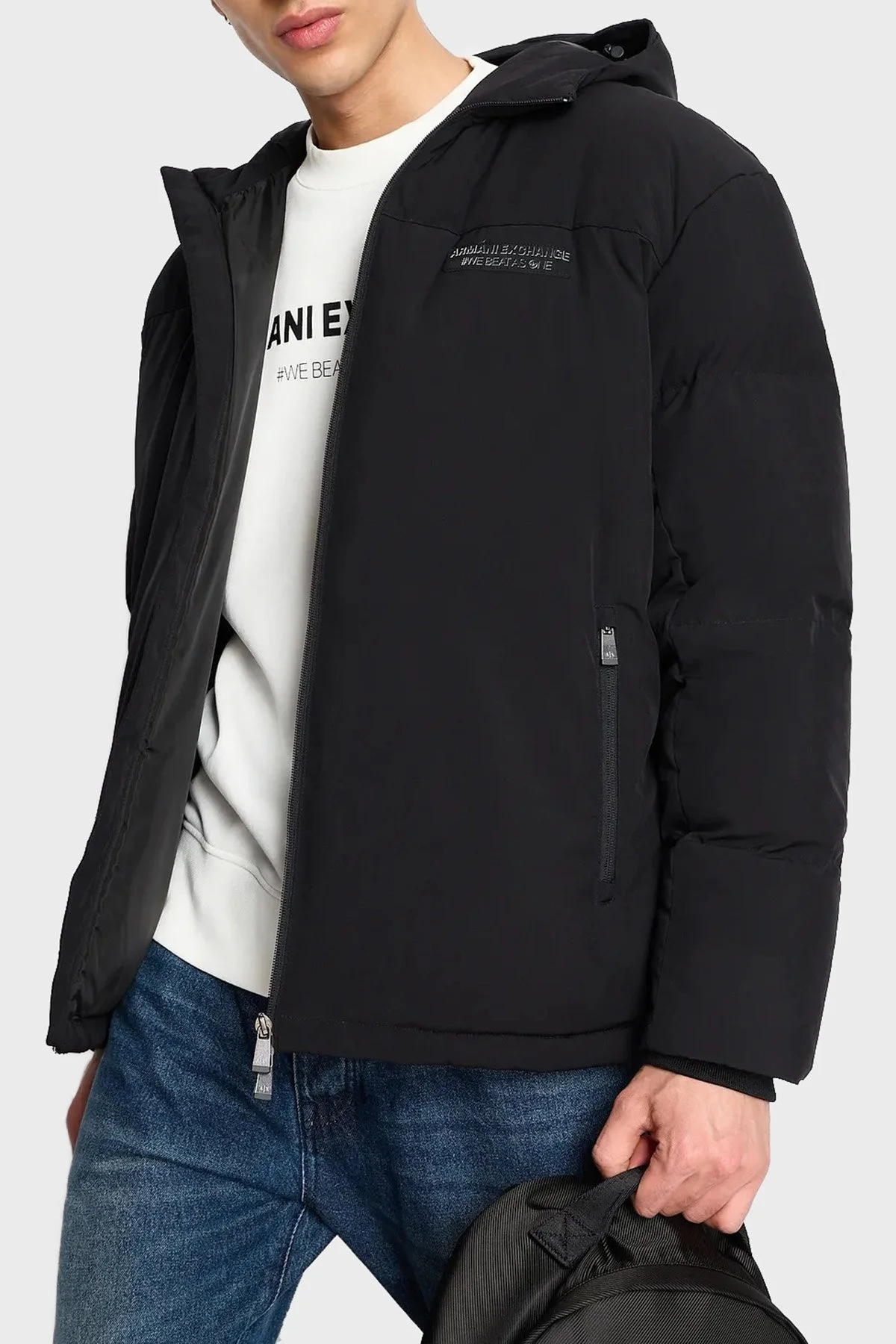 Armani Exchange Kapüşonlu Çift Yönlü Fermuarlı Regular Fit Erkek Mont 6RZB03 ZNICZ 1200 SİYAH - 4
