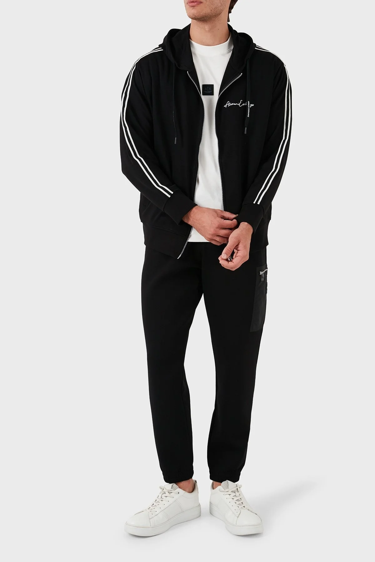 Armani Exchange Kapüşonlu Mikro Streç Erkek Sweat 8NZMSH Z9N1Z 1200 SİYAH - 4