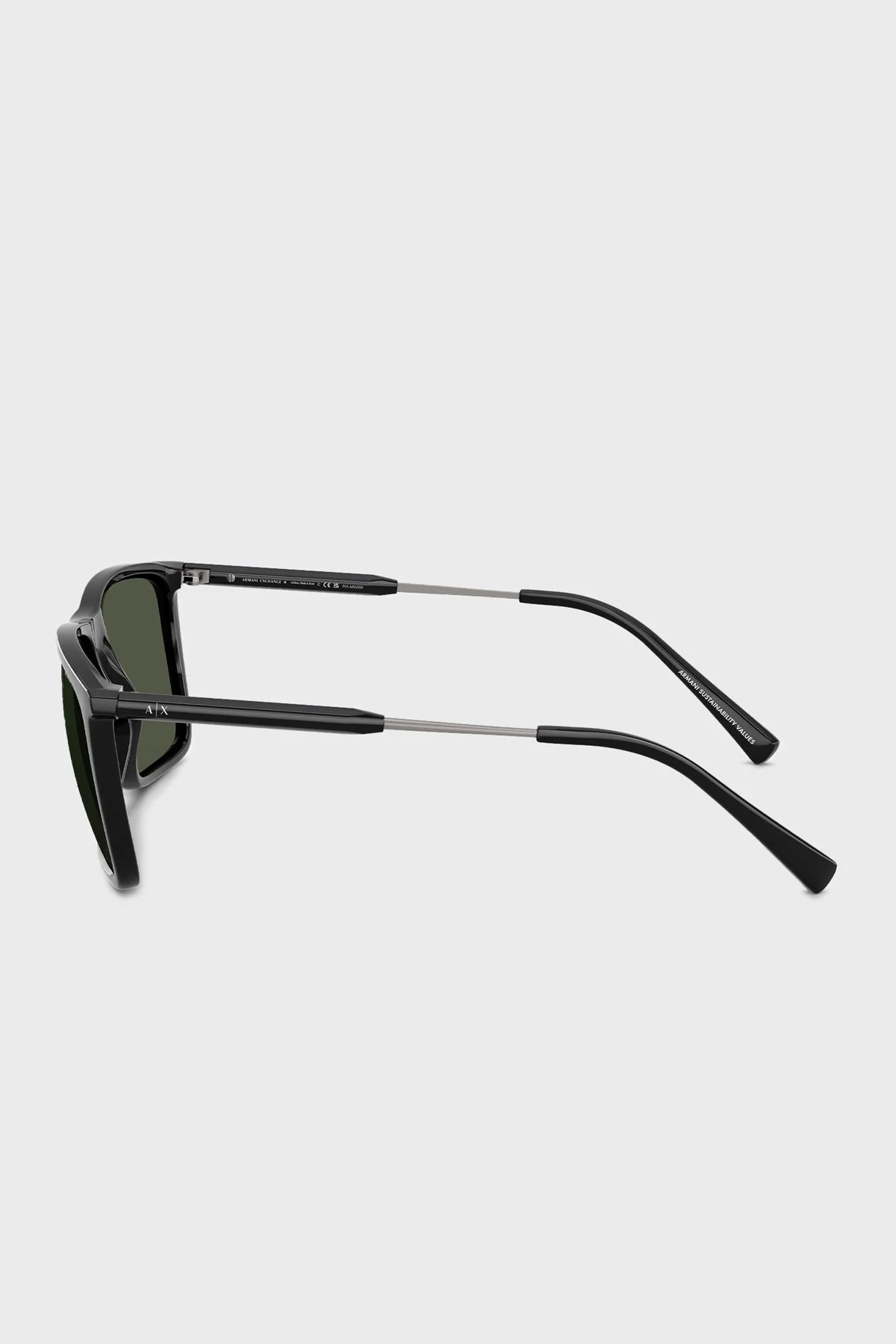 Armani Exchange Kare Güneş Erkek Gözlük 0AX4160S 81582J 57 Parlak Siyah-Koyu Yeşil Polari - 4