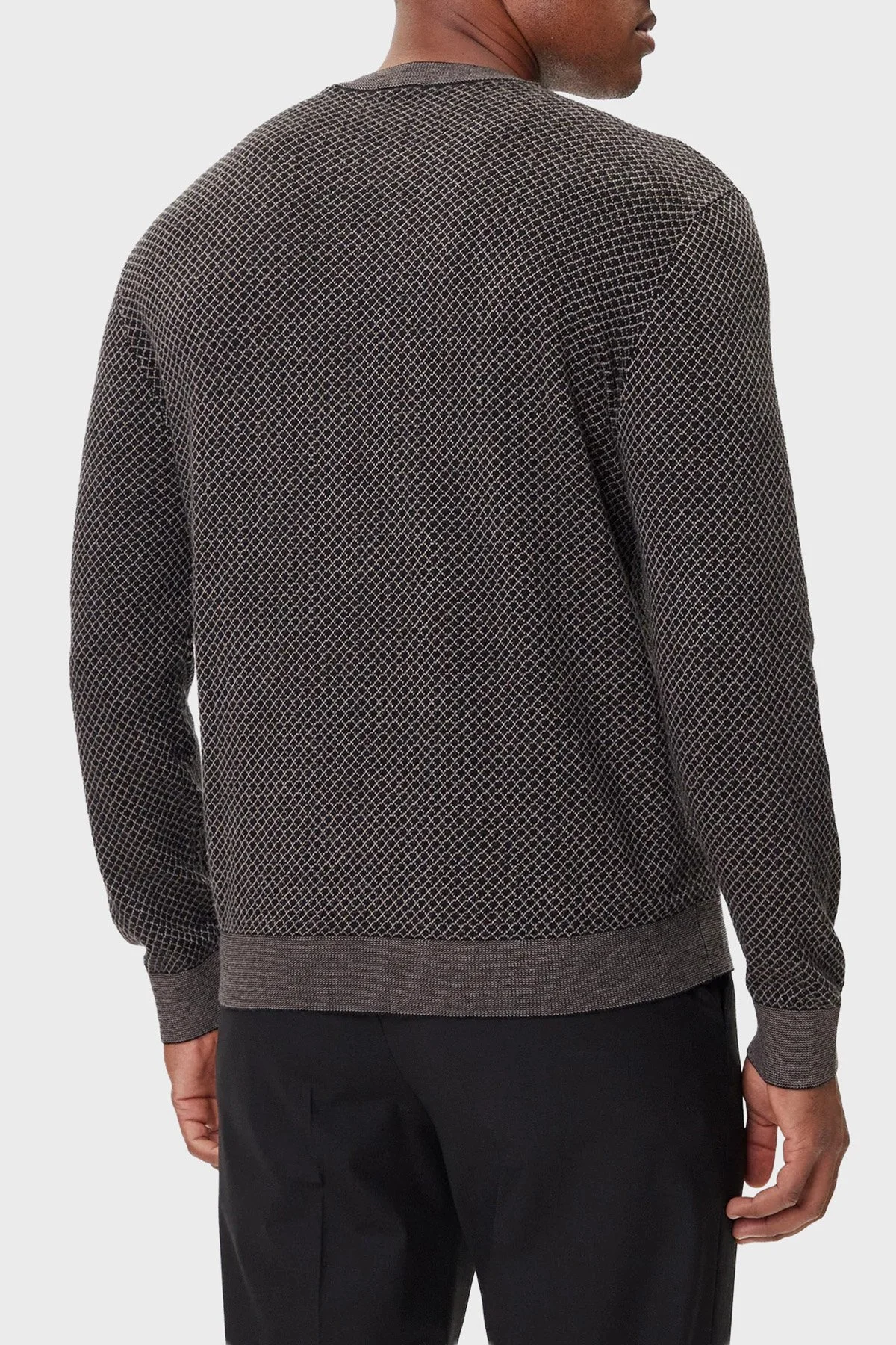 Armani Exchange Kareli Pamuklu Slim Fit Bisiklet Yaka Erkek Kazak XM001913 AF18841 FC012 KAHVE - 3