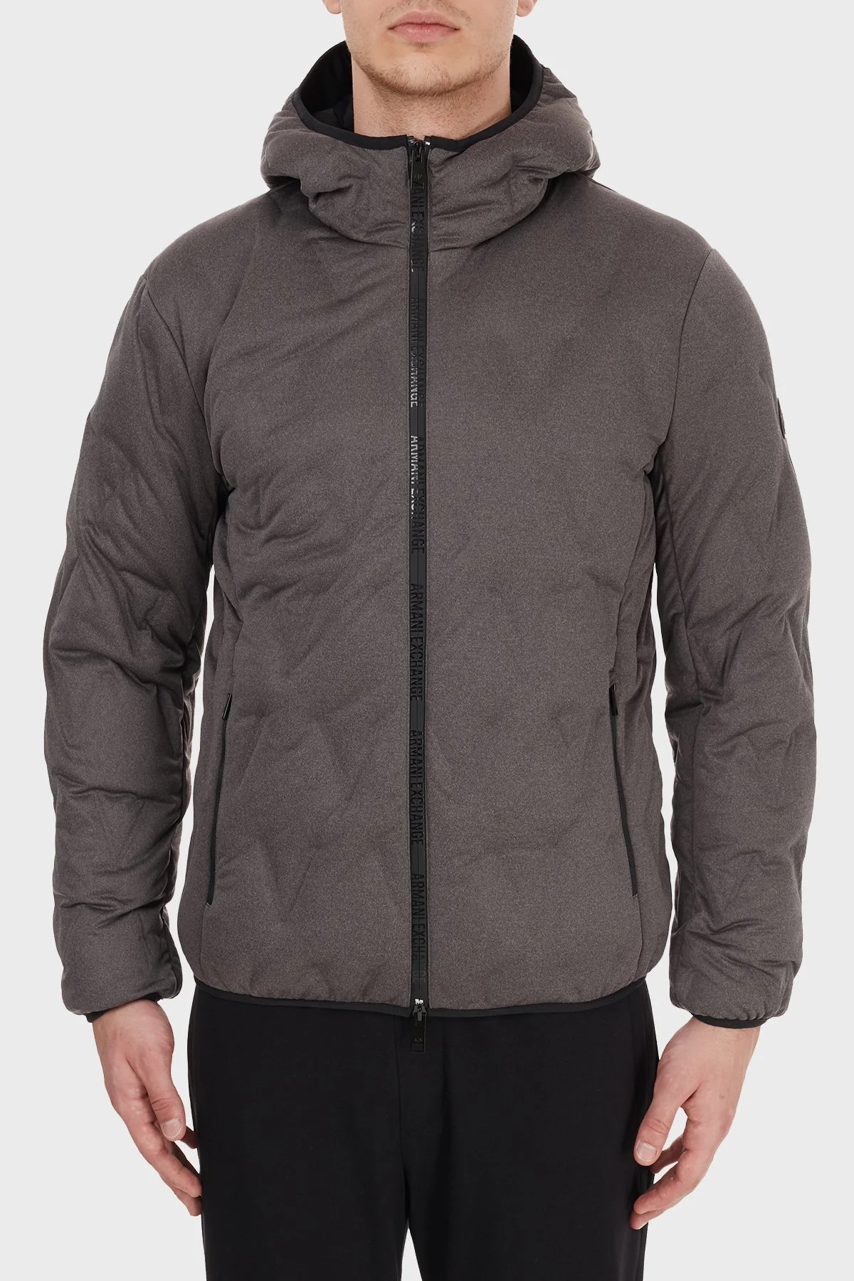 Armani Exchange Kaz Tüyü Dolgulu Kapüşonlu Erkek Mont 6HZB02 ZNHVZ 5942 GRİ - 1