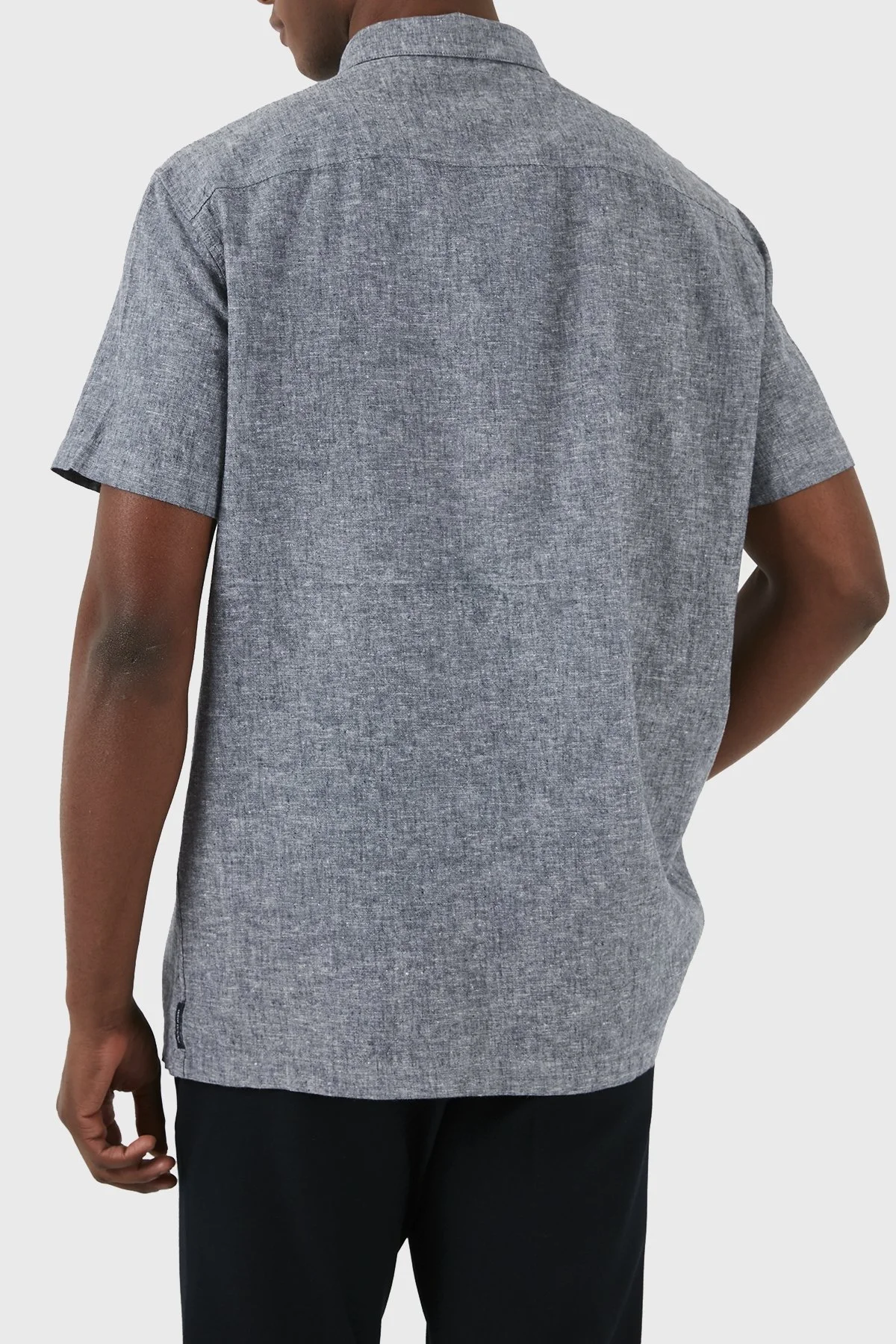 Armani Exchange Keten Karışımlı Regular Fit Kısa Kollu Erkek Gömlek 3DZC30 ZN4IZ 65BD LACİVERT - 9