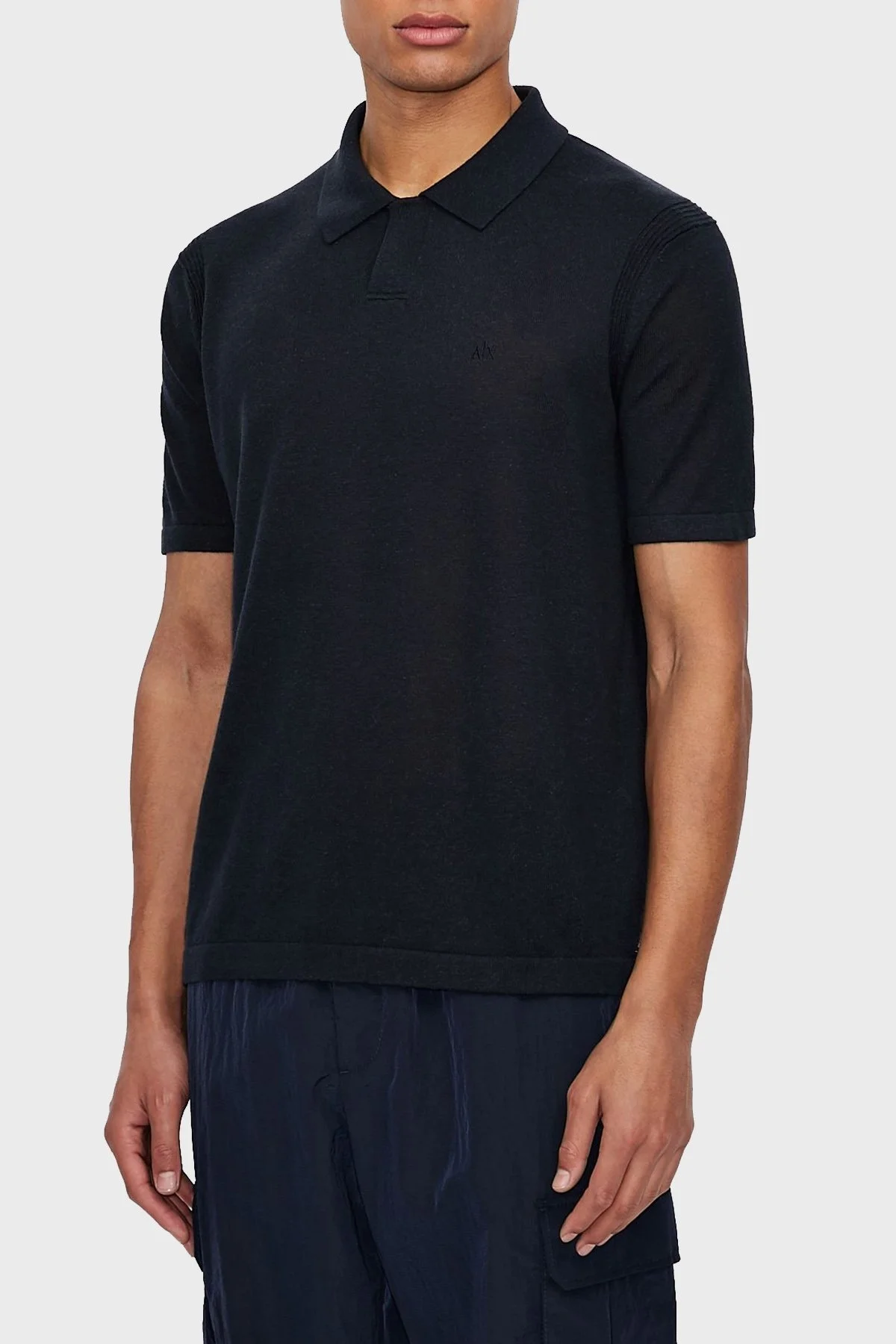Armani Exchange Keten Karışımlı Regular Fit T Shirt Erkek Polo 3KZF1A ZMN3Z 1510 LACİVERT - 1