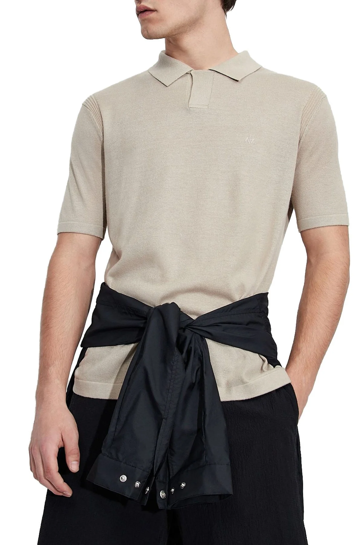 Armani Exchange Keten Karışımlı Regular Fit T Shirt Erkek Polo 3KZF1A ZMN3Z 1724 BEJ - 3