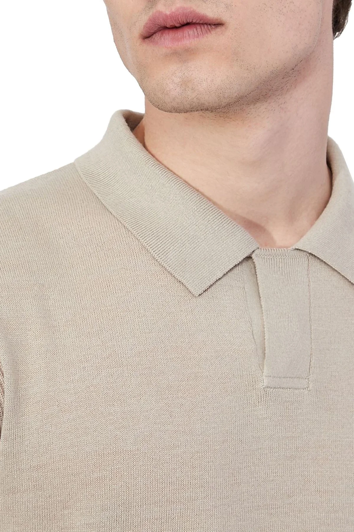 Armani Exchange Keten Karışımlı Regular Fit T Shirt Erkek Polo 3KZF1A ZMN3Z 1724 BEJ - 5