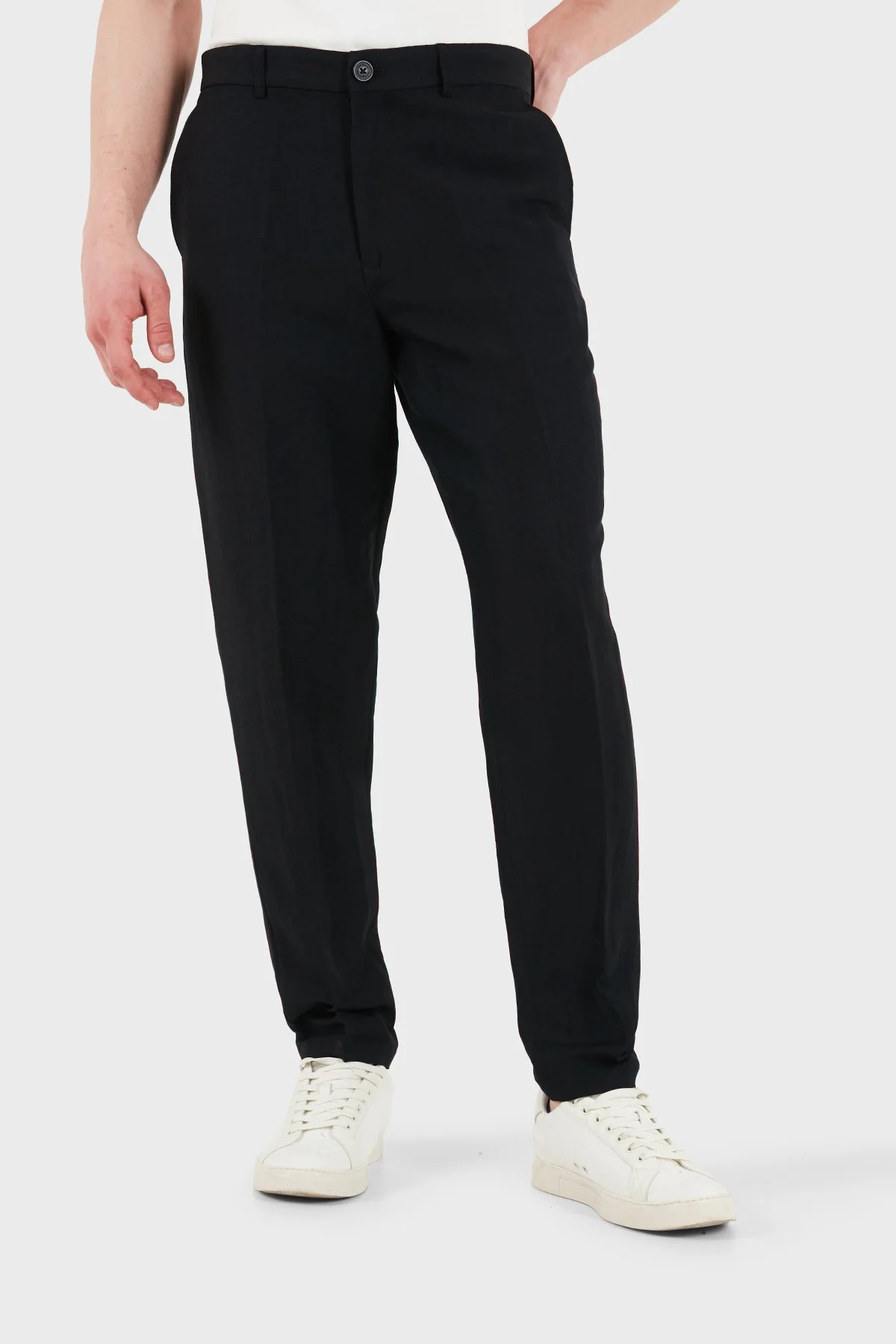 Armani Exchange Keten Karışımlı Yüksek Bel Regular Fit Erkek Pantolon 8NZP15 ZNFNZ 1200 SİYAH - 4