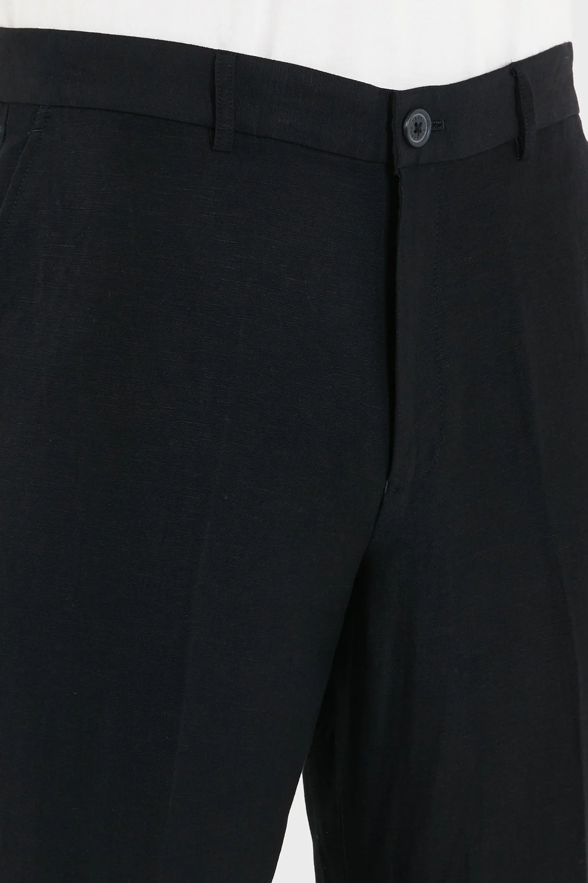 Armani Exchange Keten Karışımlı Yüksek Bel Regular Fit Erkek Pantolon 8NZP15 ZNFNZ 1200 SİYAH - 7