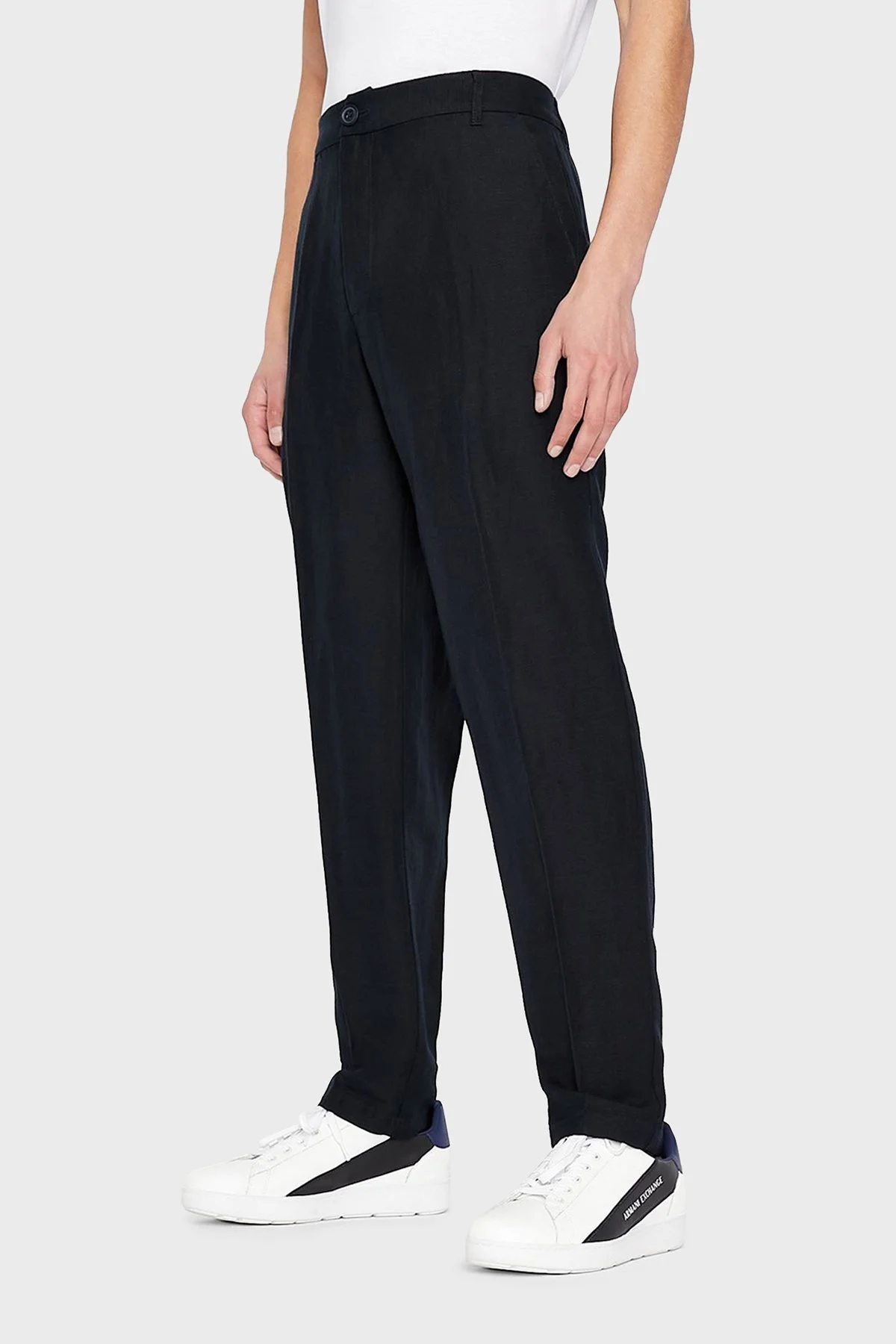 Armani Exchange Keten Karışımlı Yüksek Bel Regular Fit Erkek Pantolon 8NZP15 ZNFNZ 1583 LACİVERT - 1