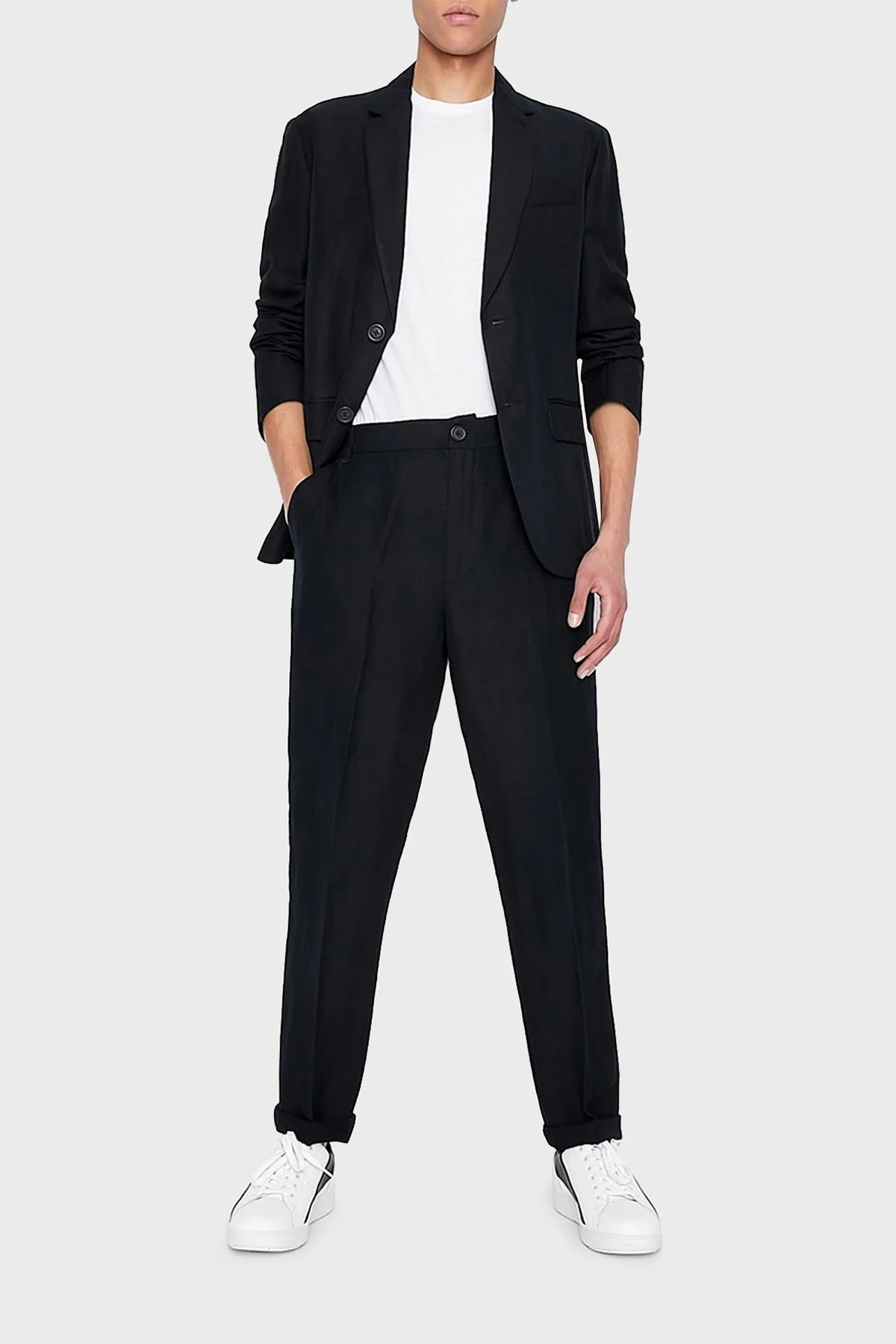 Armani Exchange Keten Karışımlı Yüksek Bel Regular Fit Erkek Pantolon 8NZP15 ZNFNZ 1583 LACİVERT - 3