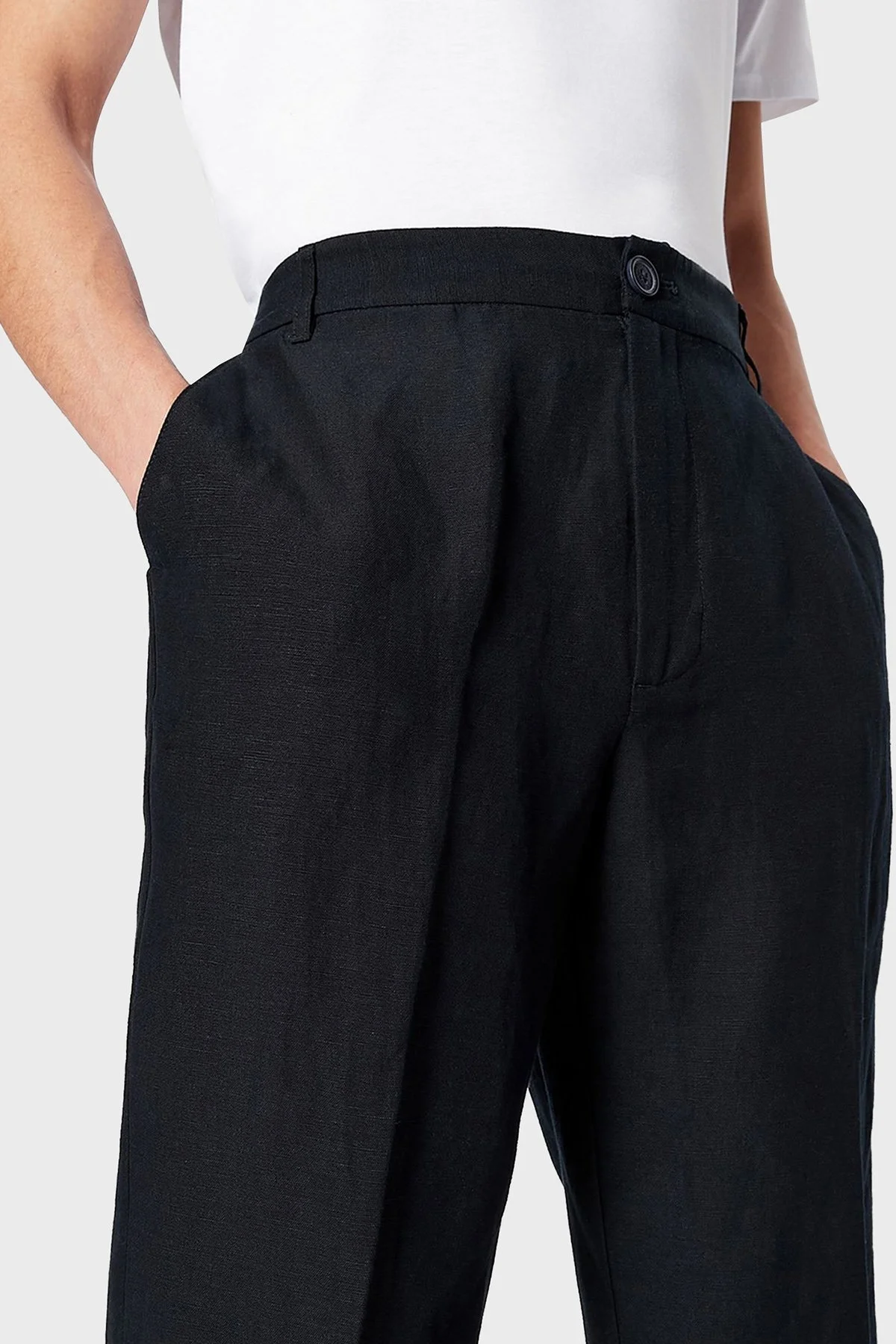 Armani Exchange Keten Karışımlı Yüksek Bel Regular Fit Erkek Pantolon 8NZP15 ZNFNZ 1583 LACİVERT - 4