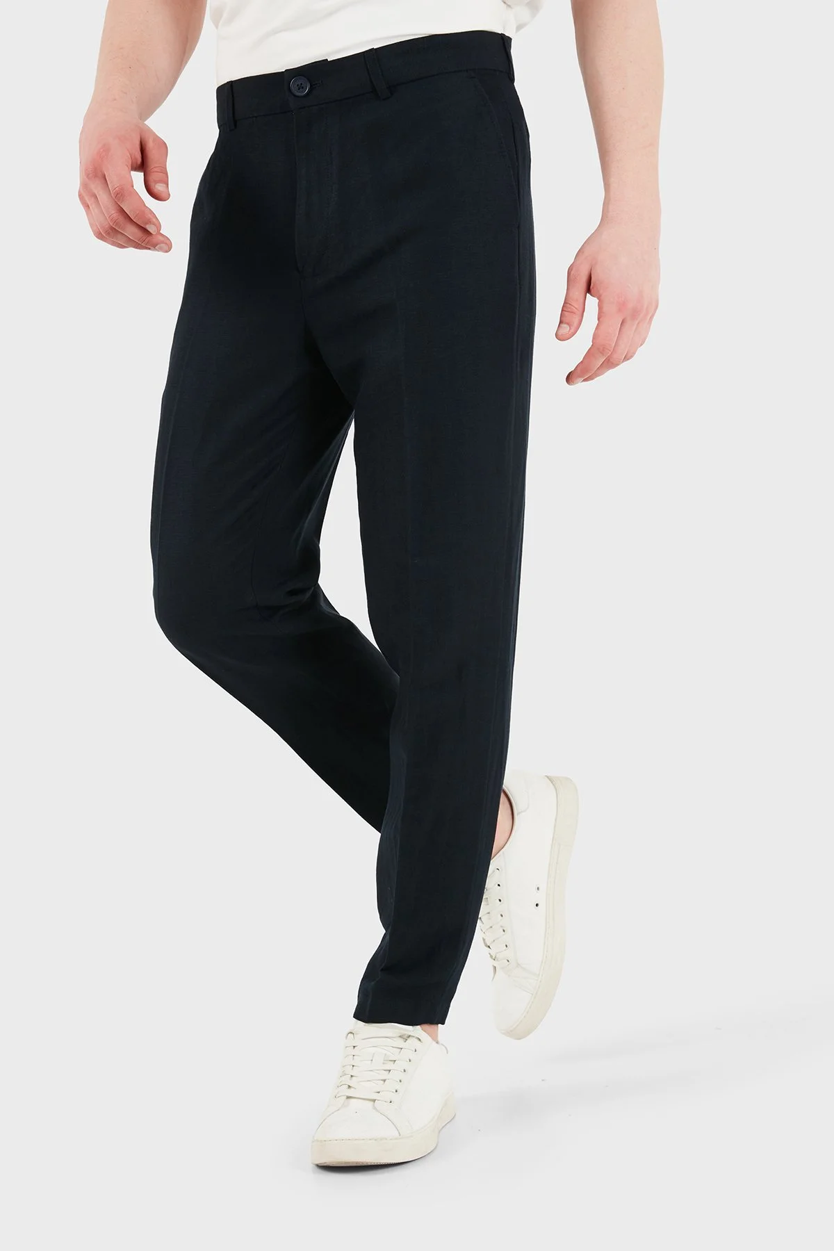 Armani Exchange Keten Karışımlı Yüksek Bel Regular Fit Erkek Pantolon 8NZP15 ZNFNZ 1583 LACİVERT - 4